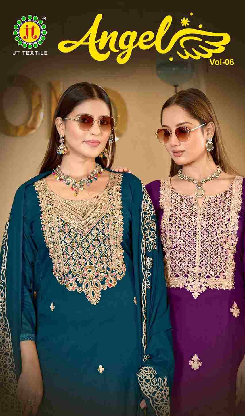 Angel Vol-6 By JT 6001 To 6005 Series Beautiful Festive Suits Colorful Stylish Fancy Casual Wear & Ethnic Wear Rayon Dresses At Wholesale Price