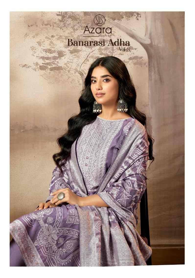 Banarashi Adha Vol-8 By Azara 88001 To 88006 Series Beautiful Stylish Festive Suits Fancy Colorful Casual Wear & Ethnic Wear & Ready To Wear Jacquard Cotton Print Dresses At Wholesale Price