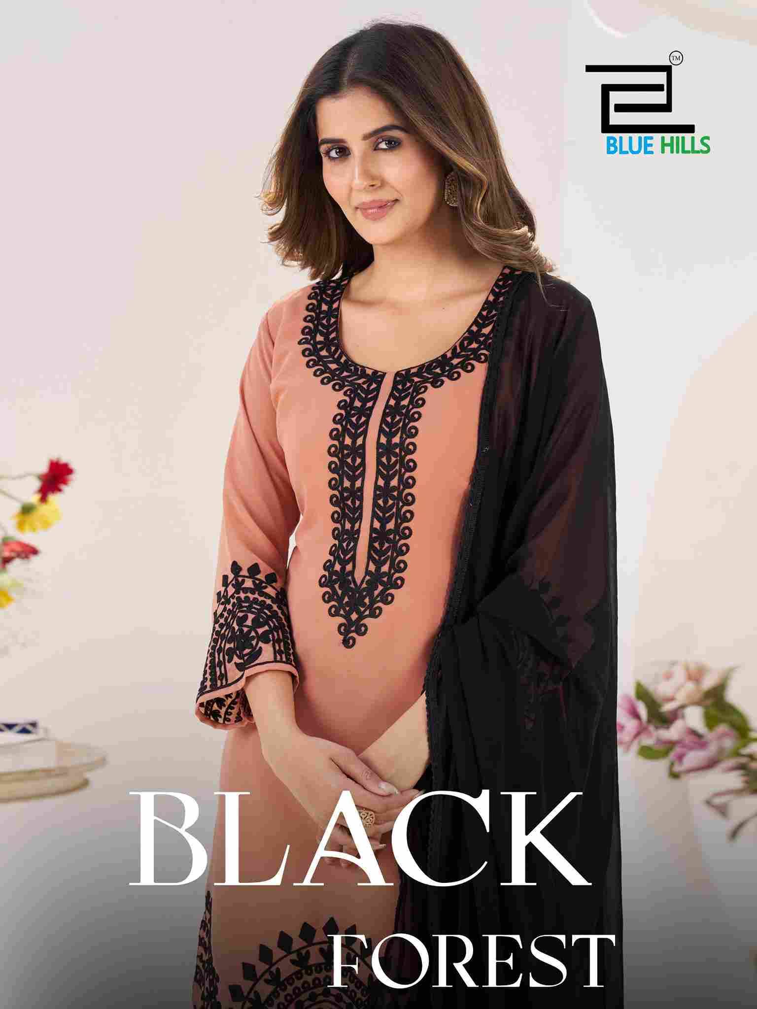 Black Forest By Blue Hills 1001 To 1004 Series Designer Stylish Fancy Colorful Beautiful Party Wear & Ethnic Wear Collection Georgette Foil Dresses At Wholesale Price