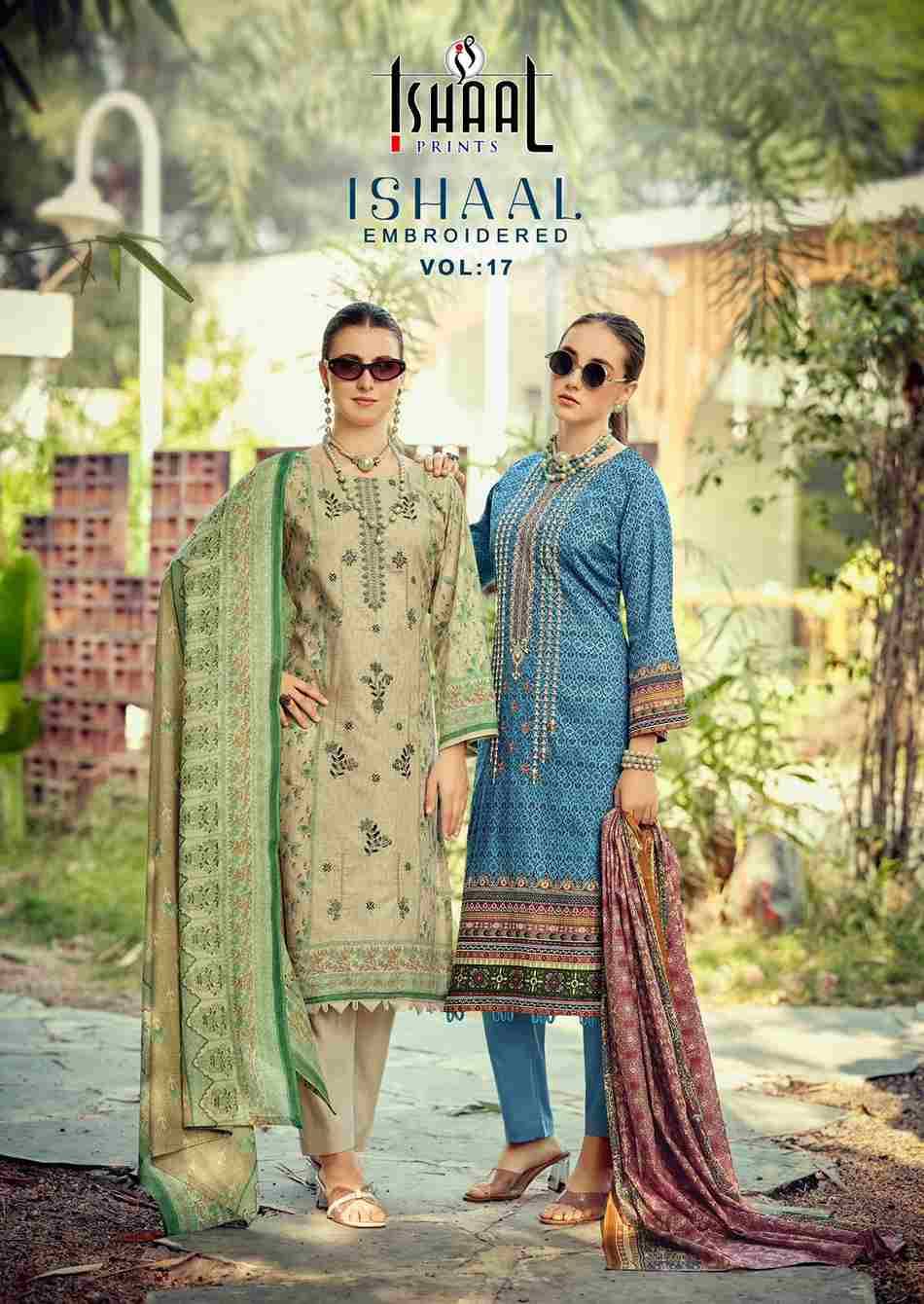 Embroidered Vol-17 By Ishaal Prints 17001 To 17010 Series Beautiful Suits Colorful Stylish Fancy Casual Wear & Ethnic Wear Pure Lawn Printed Dresses At Wholesale Price