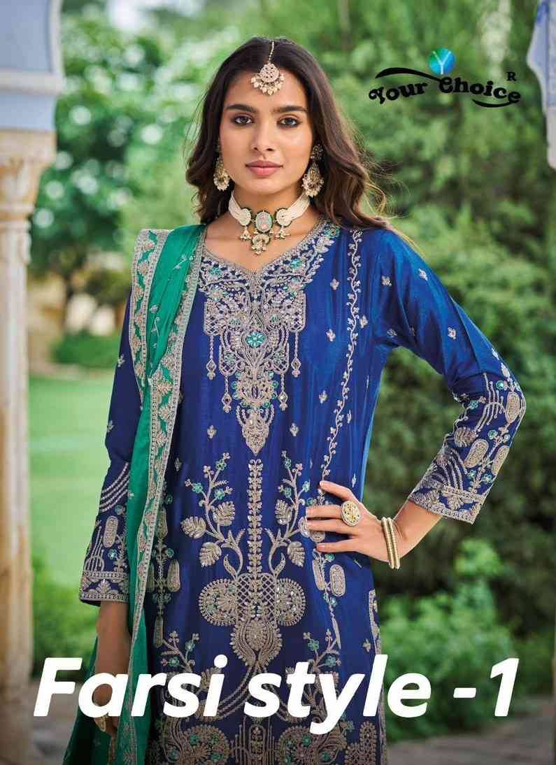 Farsi Style Vol-1 By Your Choice 1001 To 1002 Series Beautiful Festive Suits Colorful Stylish Fancy Casual Wear & Ethnic Wear Chinnon Dresses At Wholesale Price