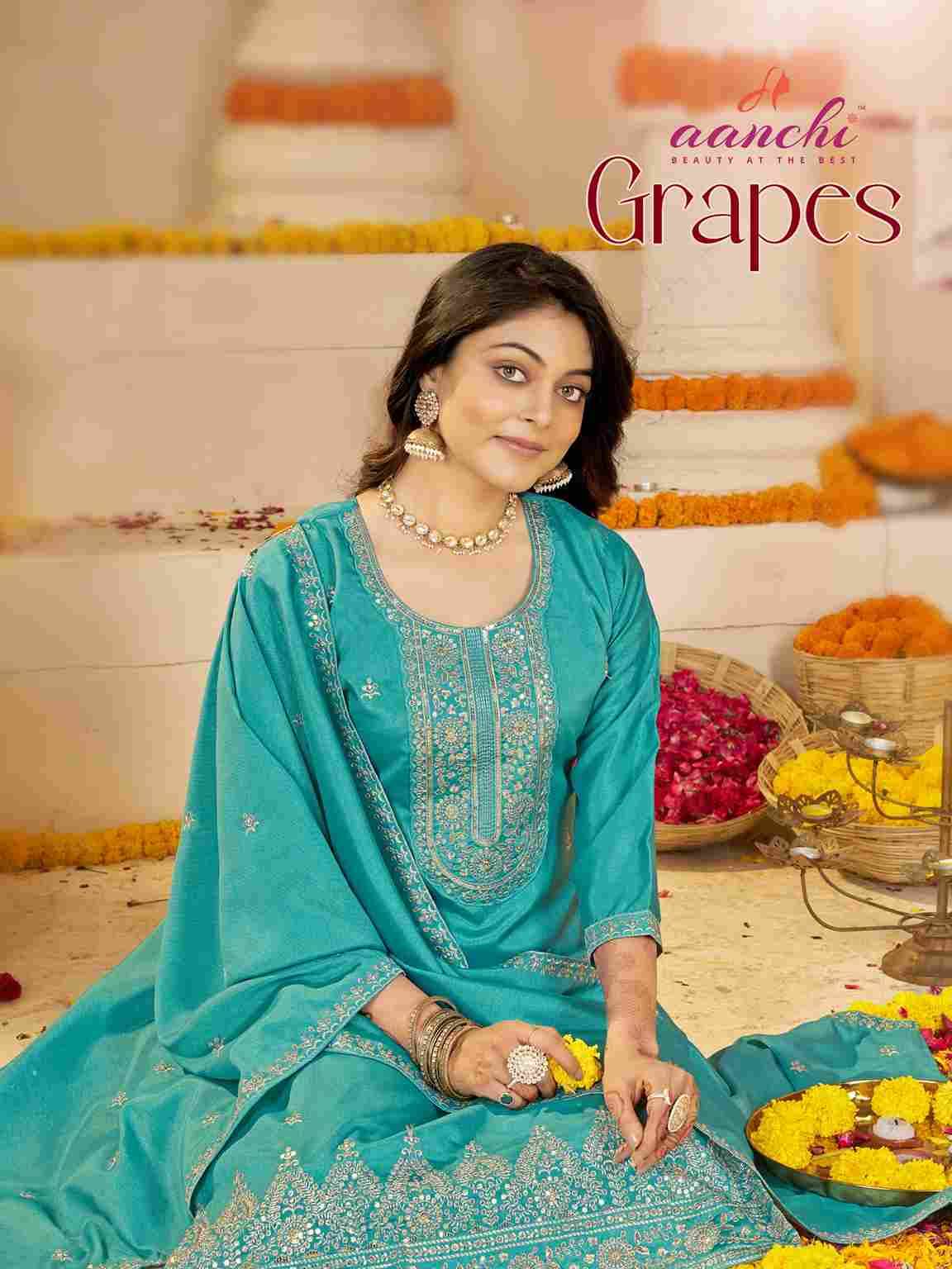 Grapes By Aanchi 1001 To 1003 Series Beautiful Stylish Festive Suits Fancy Colorful Casual Wear & Ethnic Wear & Ready To Wear Silk With Work Dresses At Wholesale Price
