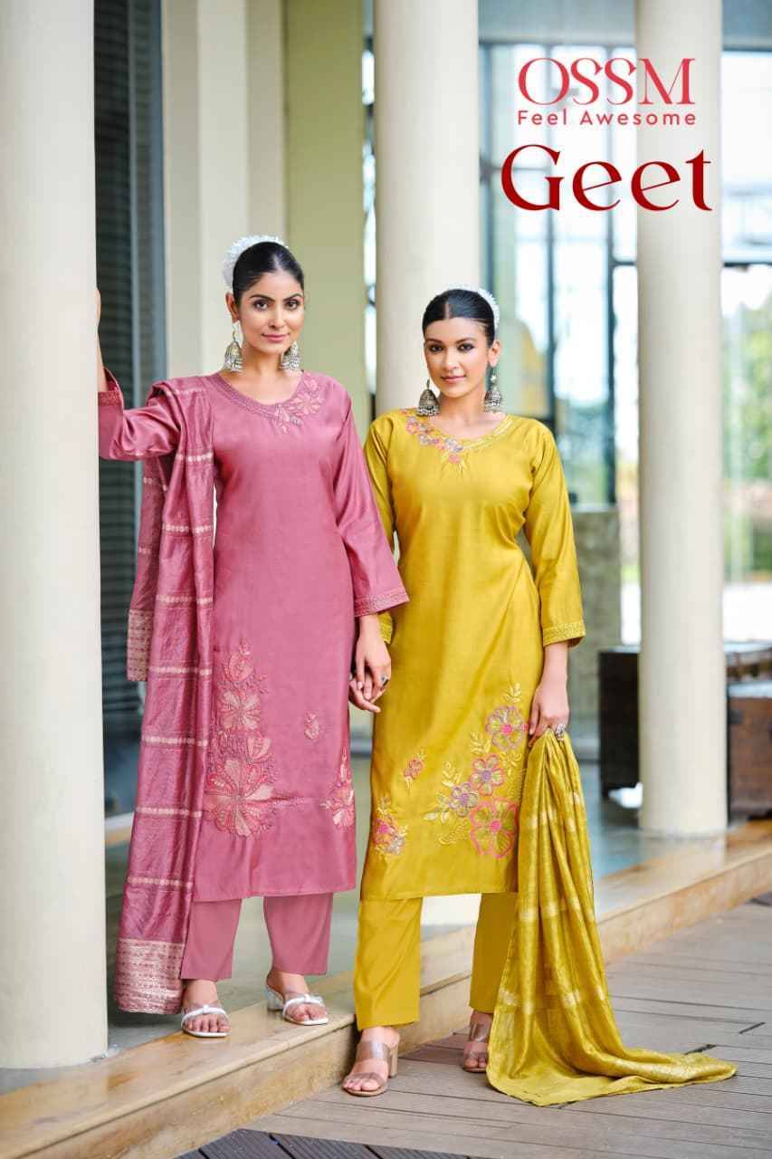 Geet By Ossm 1001 To 1006 Series Designer Stylish Fancy Colorful Beautiful Party Wear & Ethnic Wear Collection Roman Silk Dresses At Wholesale Price