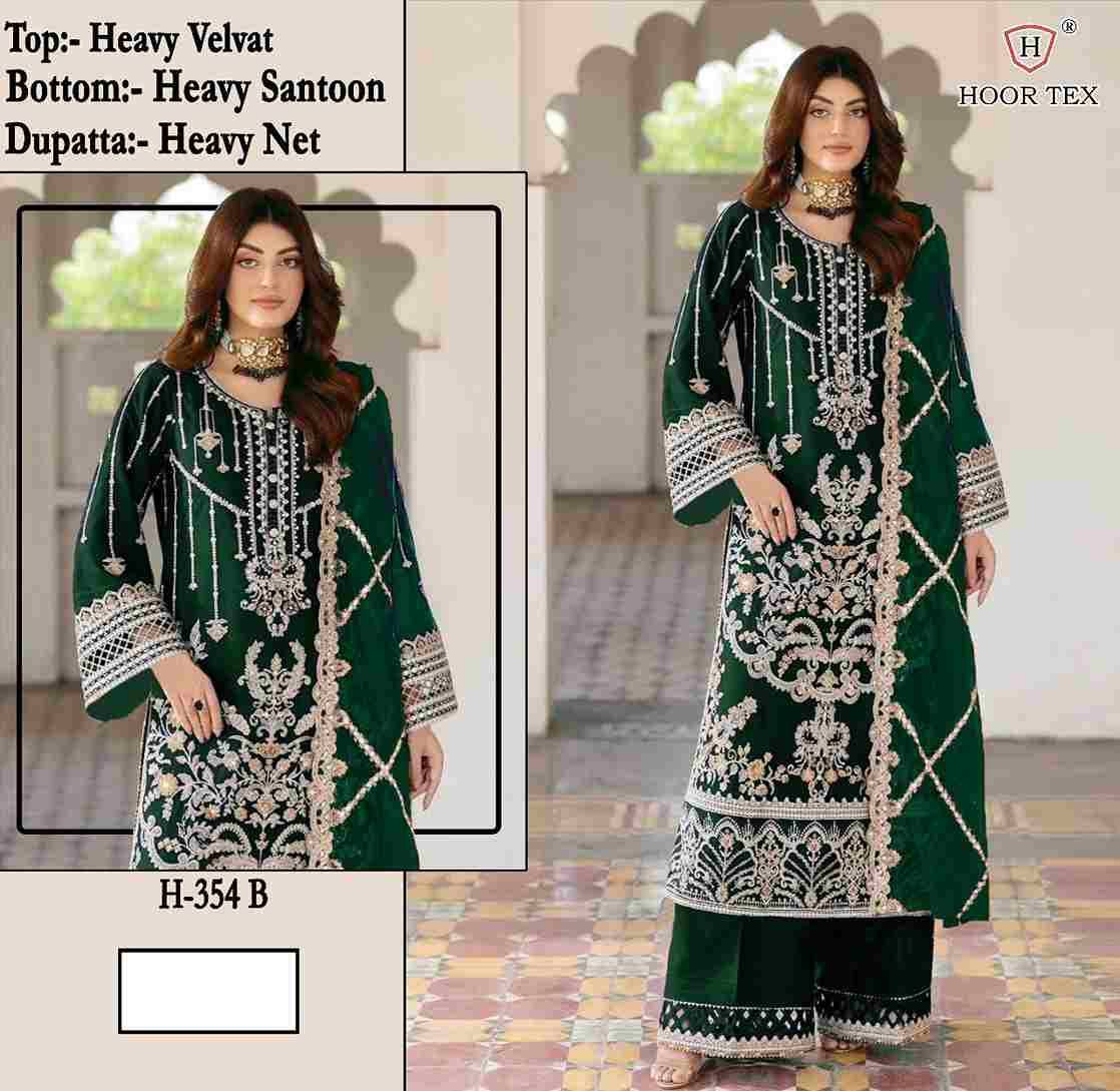 Hoor Tex Hit Design H-354 Colours By Hoor Tex H-354-A To H-354-C Series Designer Festive Pakistani Suits Collection Beautiful Stylish Fancy Colorful Party Wear & Occasional Wear Heavy Velvet With Embroidered Dresses At Wholesale Price