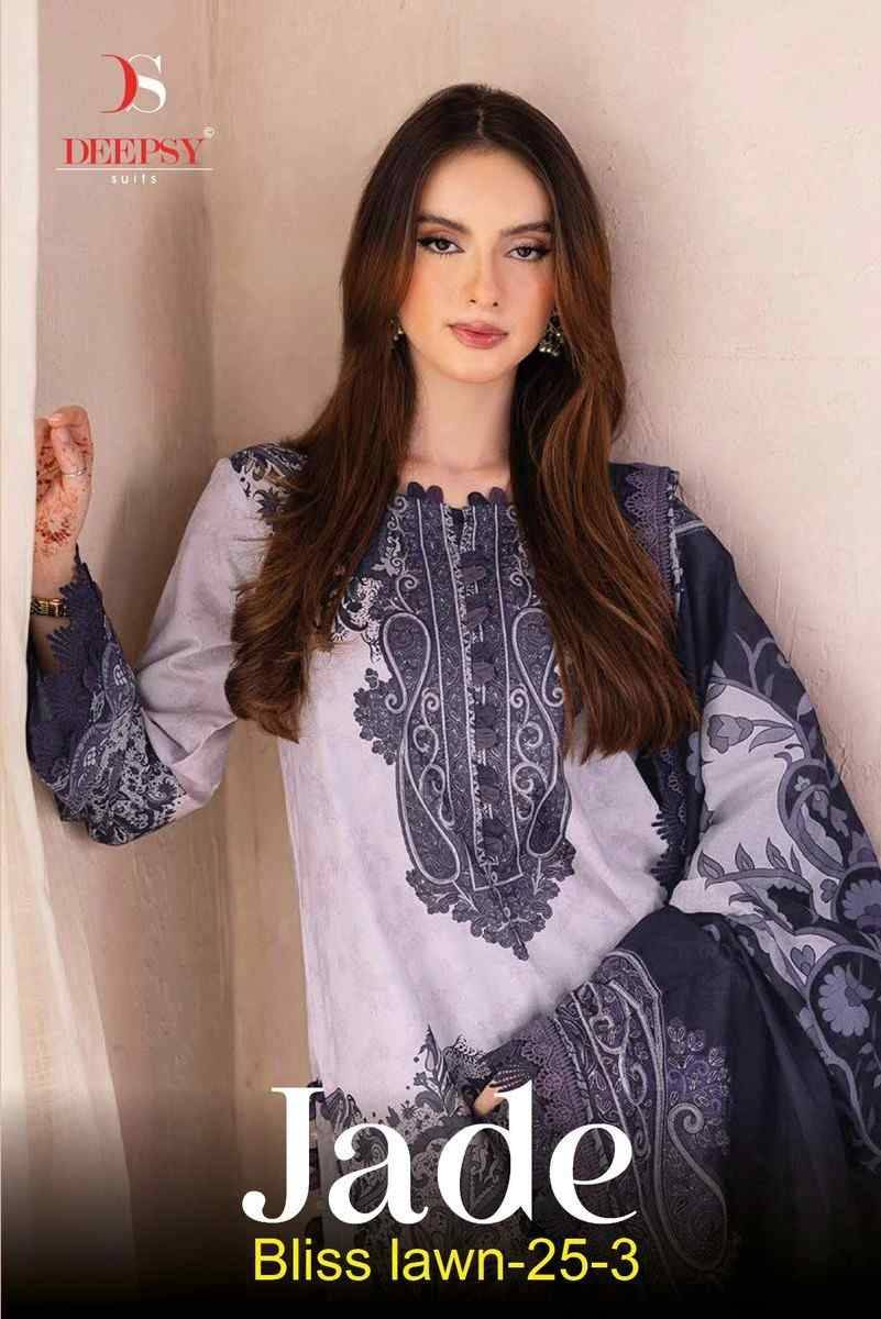 Jade Bliss Lawn-25 Vol-3 By Deepsy Suits 1421 To 1428 Series Designer Pakistani Suits Beautiful Stylish Fancy Colorful Party Wear & Occasional Wear Pure Cotton Dresses At Wholesale Price