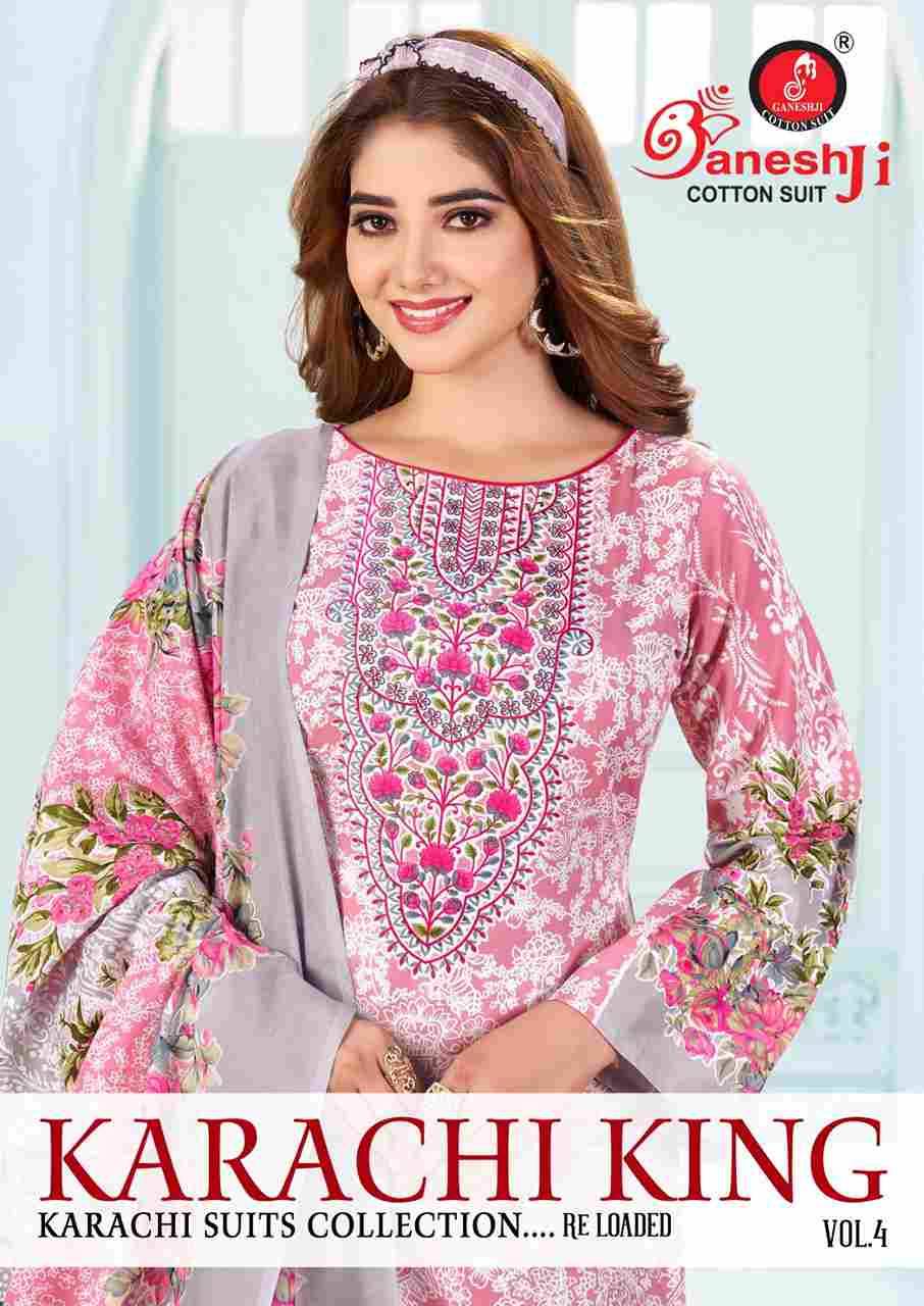 Karachi King Vol-4 By Ganeshji 4001 To 4008 Series Beautiful Festive Suits Stylish Fancy Colorful Party Wear & Occasional Wear Pure Cotton Dresses At Wholesale Price