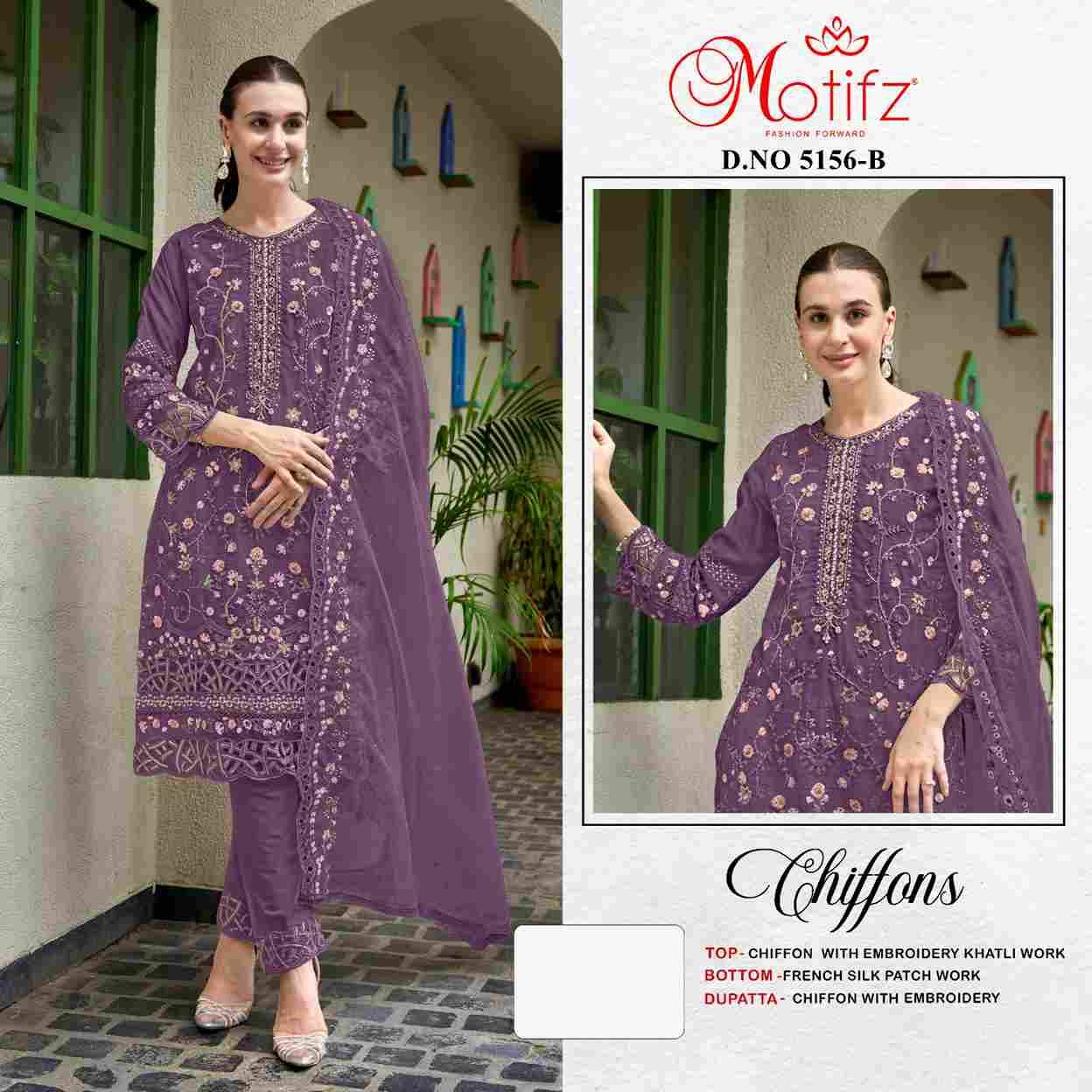 Motifz Hit Design 5156 Colours By Motifz 5156-A To 5156-D Series Beautiful Pakistani Suits Colorful Stylish Fancy Casual Wear & Ethnic Wear Chiffon Dresses At Wholesale Price