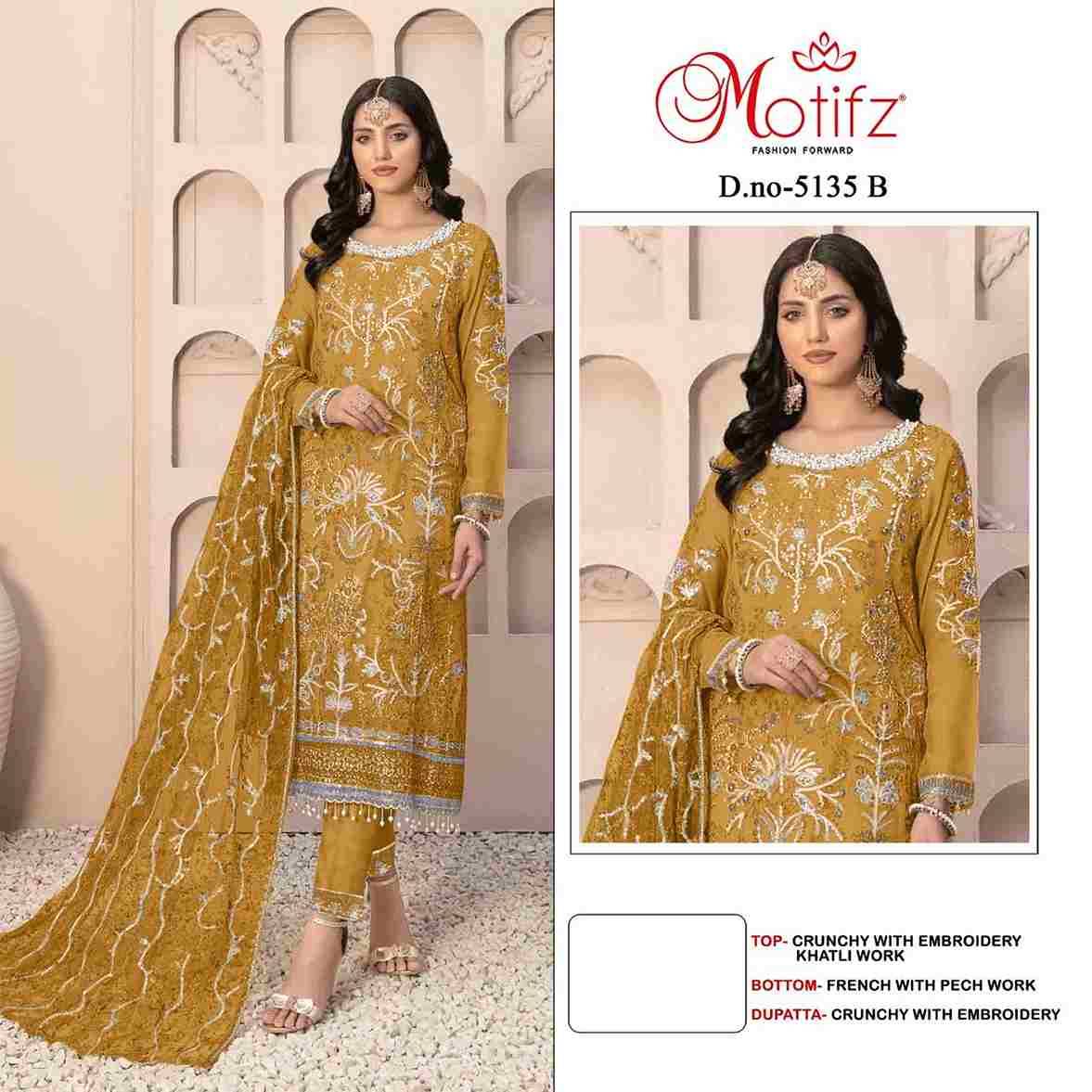 Motifz Hit Design 5135 Colours By Motifz 5135-A To 5135-D Series Beautiful Pakistani Suits Colorful Stylish Fancy Casual Wear & Ethnic Wear Crunchy Dresses At Wholesale Price