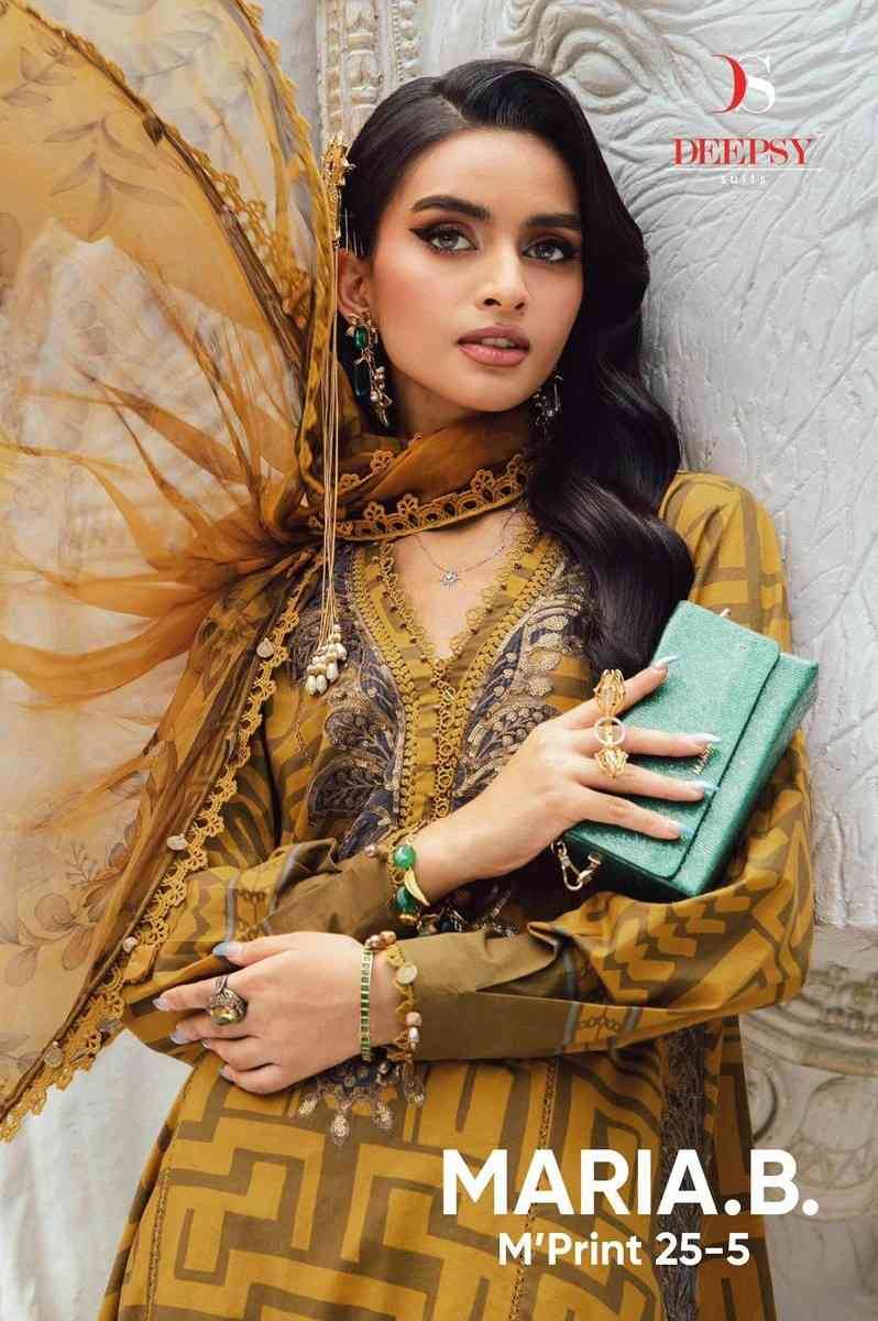 Maria.B. Mprint-25 Vol-5 By Deepsy Suits 1411 To 1418 Series Pakistani Stylish Beautiful Colourful Printed & Embroidered Party Wear & Occasional Wear Pure Cotton Dresses At Wholesale Price