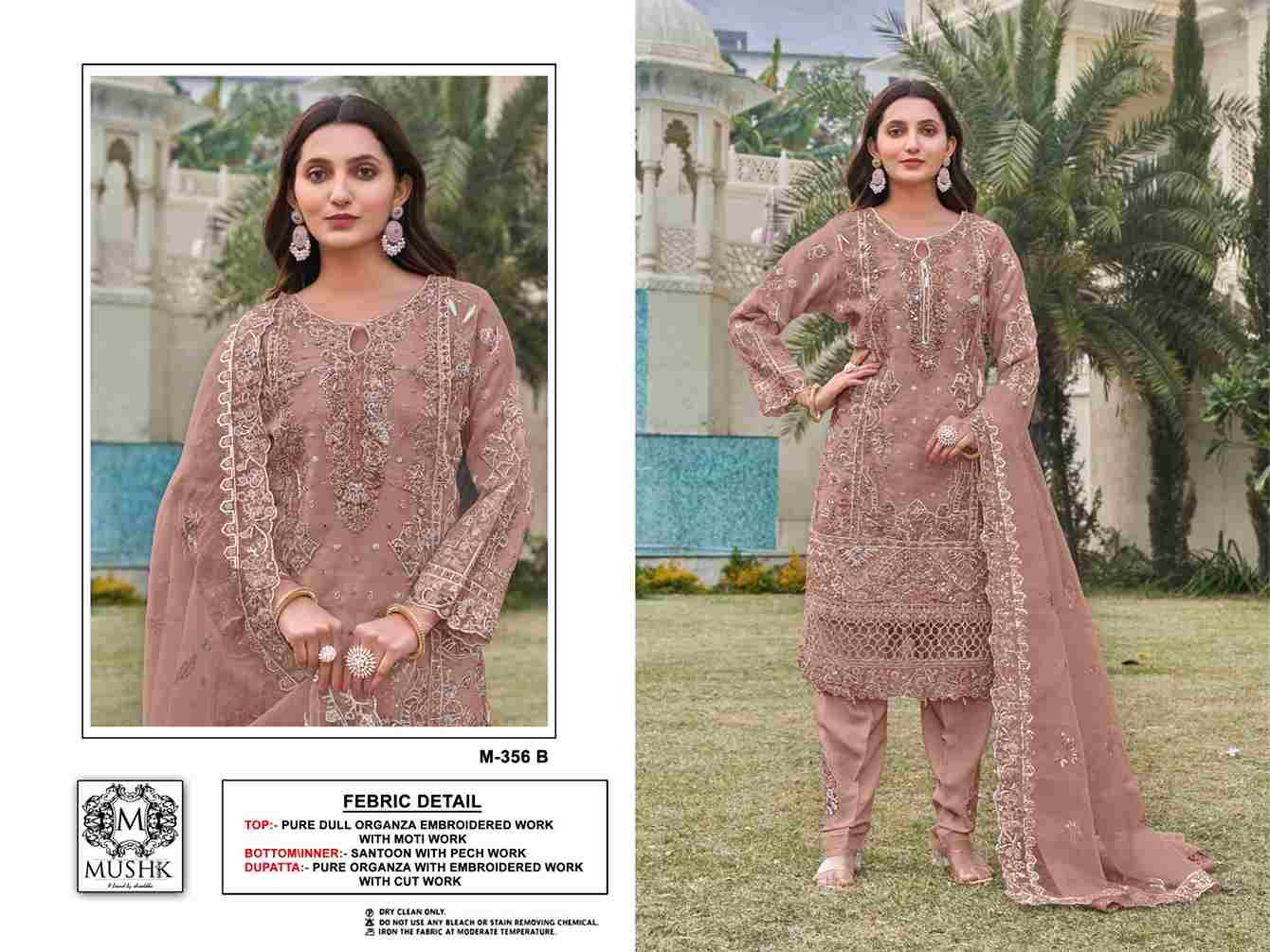 Mushk Hit Design 356 Colours By Mushk 356-A To 356-B Series Beautiful Winter Collection Pakistani Suits Stylish Fancy Colorful Casual Wear & Ethnic Wear Pure Organza Dresses At Wholesale Price