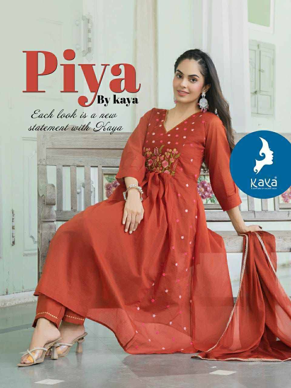 Piya By Kaya 01 To 06 Series Beautiful Stylish Anarkali Suits Fancy Colorful Casual Wear & Ethnic Wear & Ready To Wear Chanderi Dresses At Wholesale Price