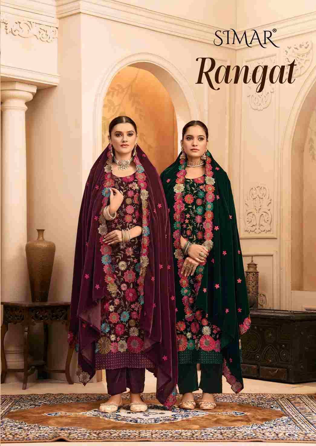 Rangat By Simar 11382-A To 11382-D Series Beautiful Festive Suits Colorful Stylish Fancy Casual Wear & Ethnic Wear Premium Velvet Dresses At Wholesale Price