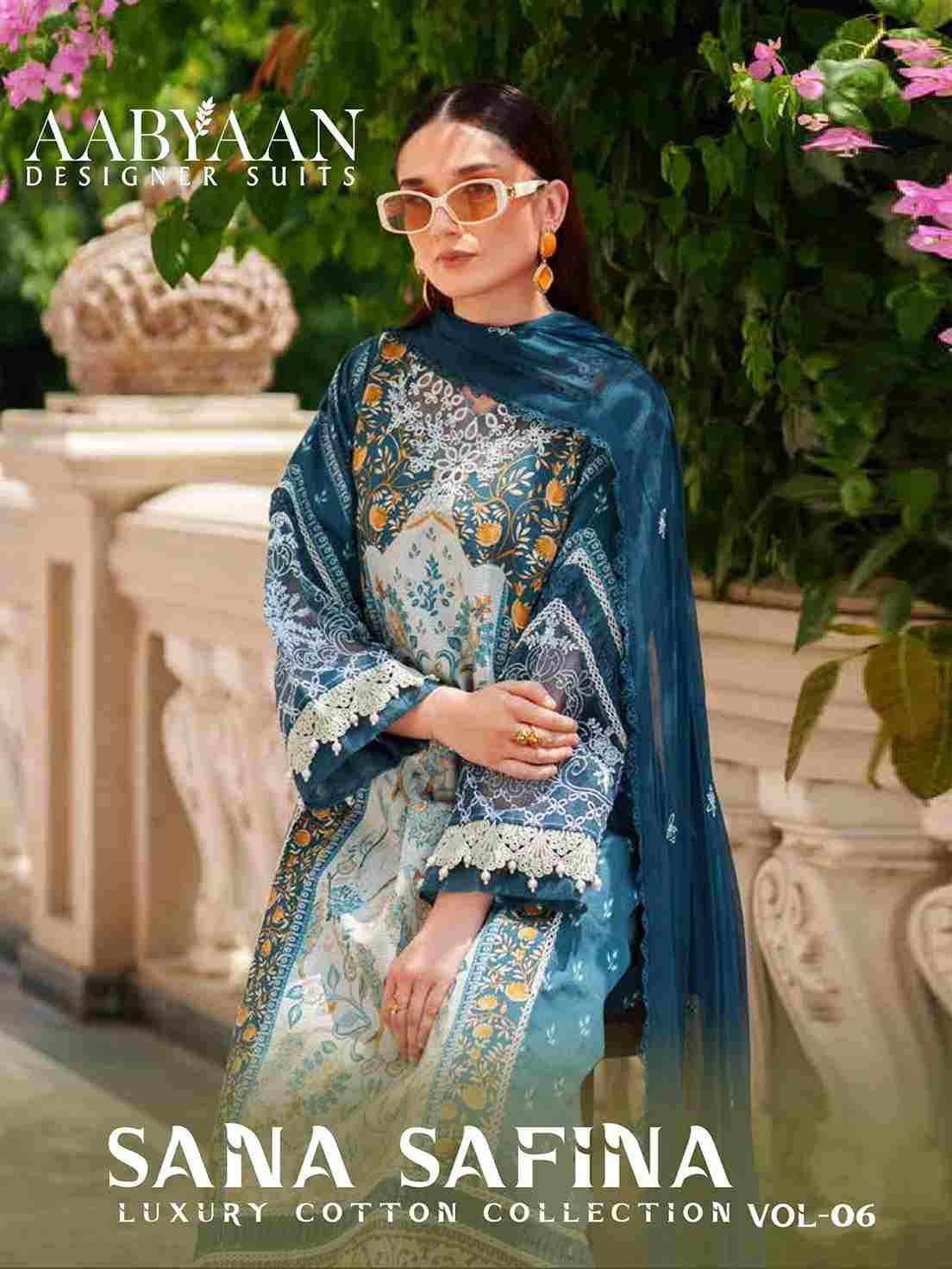 Sana Safina Vol-6 By Aabyaan 601 To 606 Series Beautiful Stylish Festive Suits Fancy Colorful Casual Wear & Ethnic Wear & Ready To Wear Pure Cotton Dresses At Wholesale Price