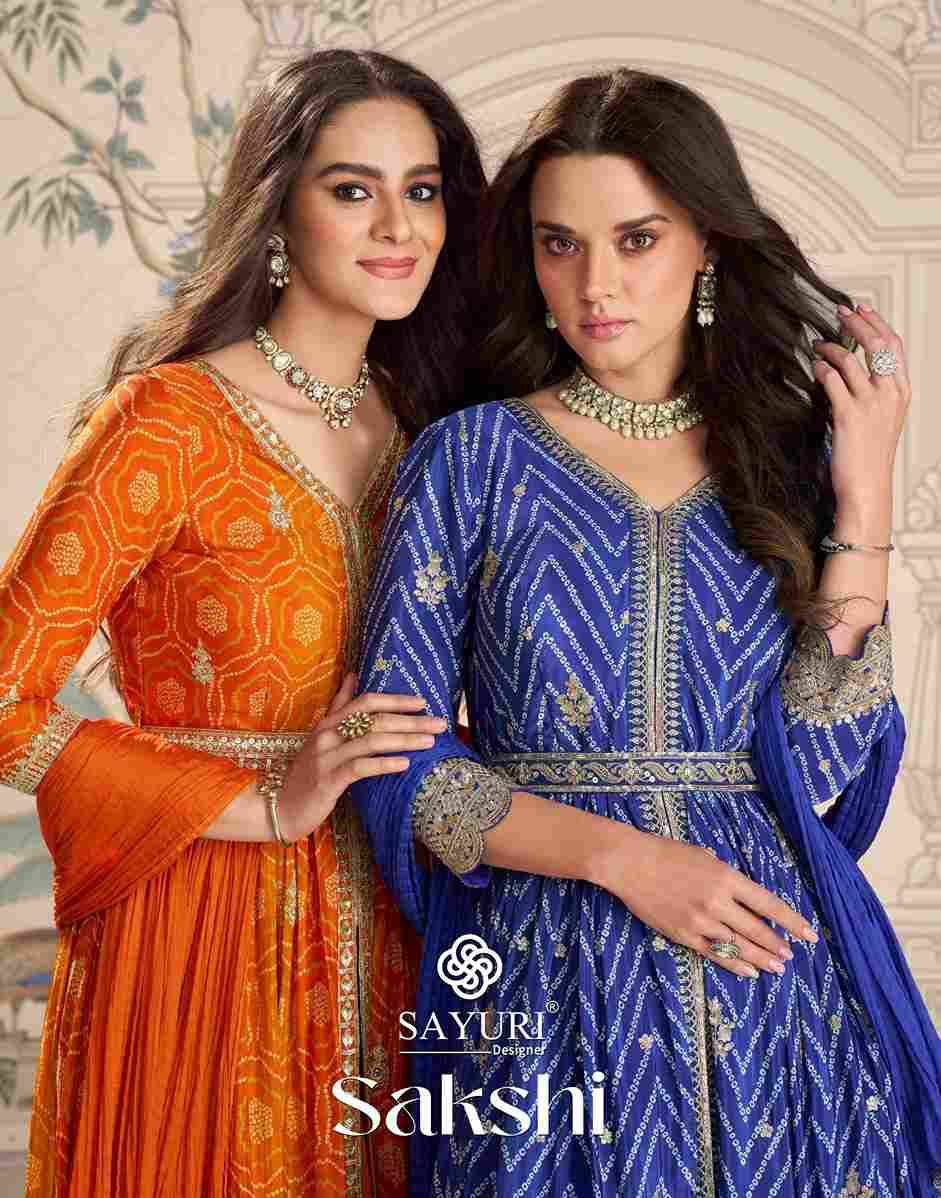 Sakshi By Sayuri 10139 To 10141 Series Beautiful Festive Suits Colorful Stylish Fancy Casual Wear & Ethnic Wear Premium Chinnon Silk Dresses At Wholesale Price
