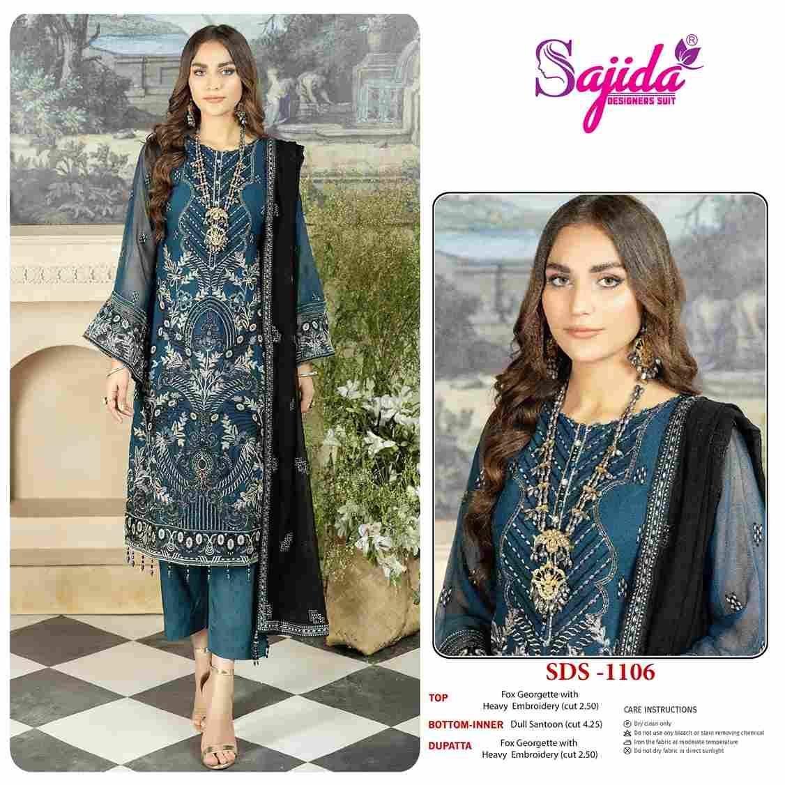 Sajida Hit Design 1106 By Sajida Designer Suit Beautiful Pakistani Suits Colorful Stylish Fancy Casual Wear & Ethnic Wear Heavy Faux Georgette Embroidered Dresses At Wholesale Price