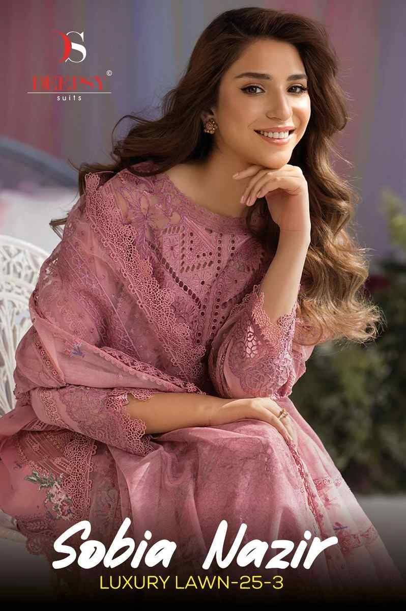 Sobia Nazir Luxury Lawn-25 Vol-3 By Deepsy Suits 1441 To 1444 Series Designer Pakistani Suits Beautiful Fancy Stylish Colorful Party Wear & Occasional Wear Pure Cotton Dresses At Wholesale Price