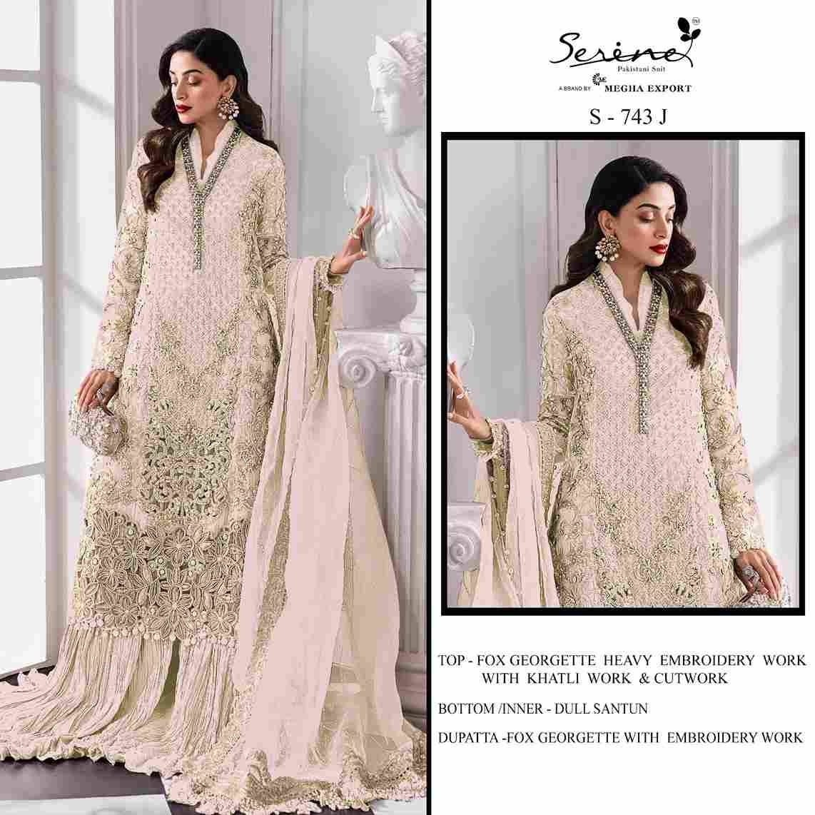 Serene Hit Design S-743 Colours Vol-3 By Serene S-743-I To S-743-L Series Designer Pakistani Suits Beautiful Fancy Colorful Stylish Party Wear & Occasional Wear Faux Georgette Embroidered Dresses At Wholesale Price