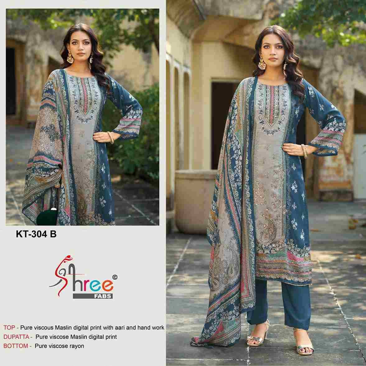 Shree Fabs Hit Design Kt-304 Colours By Shree Fabs KT-304-A To KT-304-D Series Designer Pakistani Suits Beautiful Fancy Stylish Colorful Party Wear & Occasional Wear Pure Viscose Muslin Embroidery Dresses At Wholesale Price