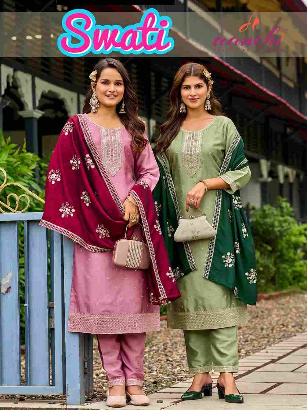 Swati By Aanchi 01 To 04 Series Beautiful Stylish Festive Suits Fancy Colorful Casual Wear & Ethnic Wear & Ready To Wear Silk Dresses At Wholesale Price