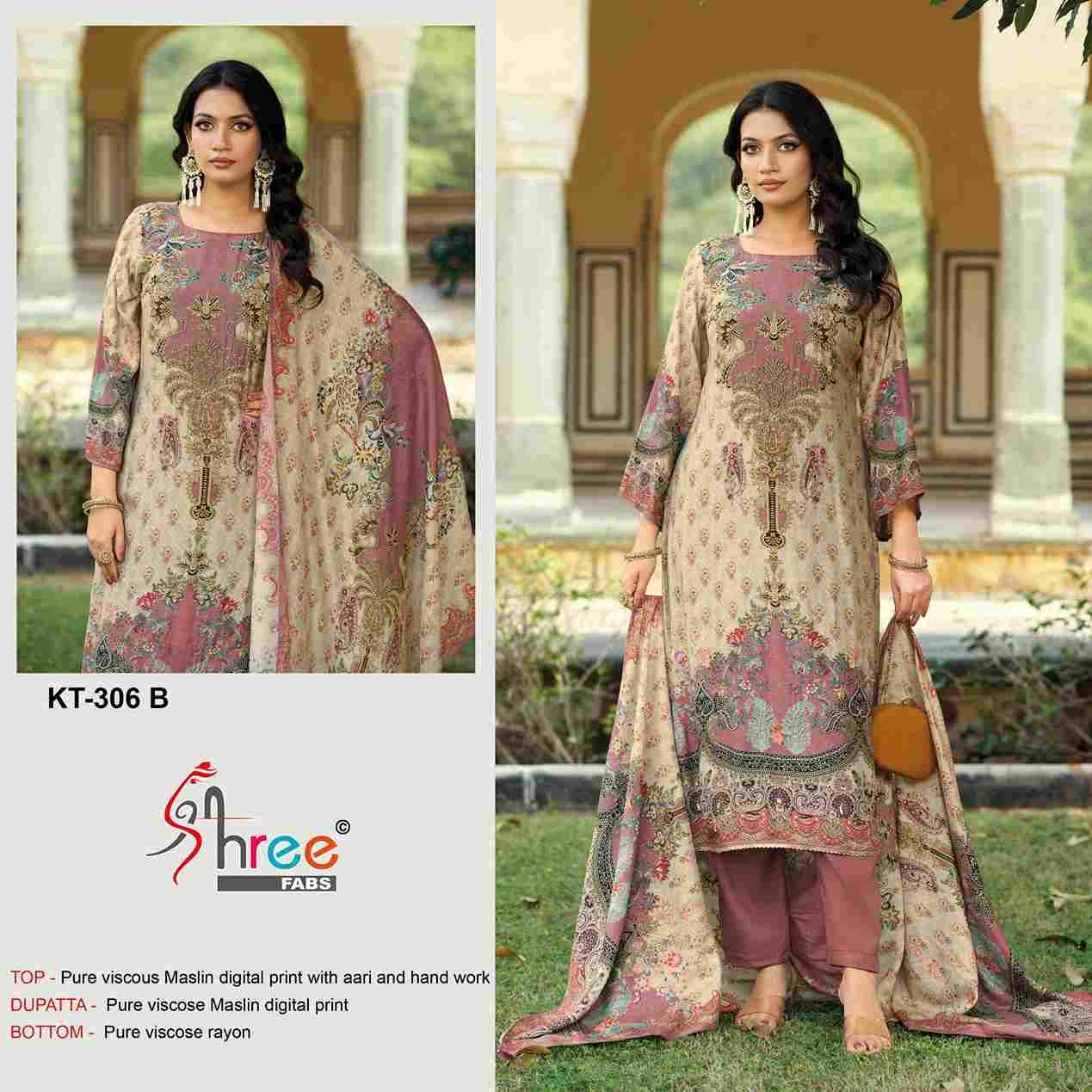 Shree Fabs Hit Design Kt-306 Colours By Shree Fabs KT-306-A To KT-306-D Series Designer Pakistani Suits Beautiful Fancy Stylish Colorful Party Wear & Occasional Wear Pure Viscose Muslin Embroidery Dresses At Wholesale Price