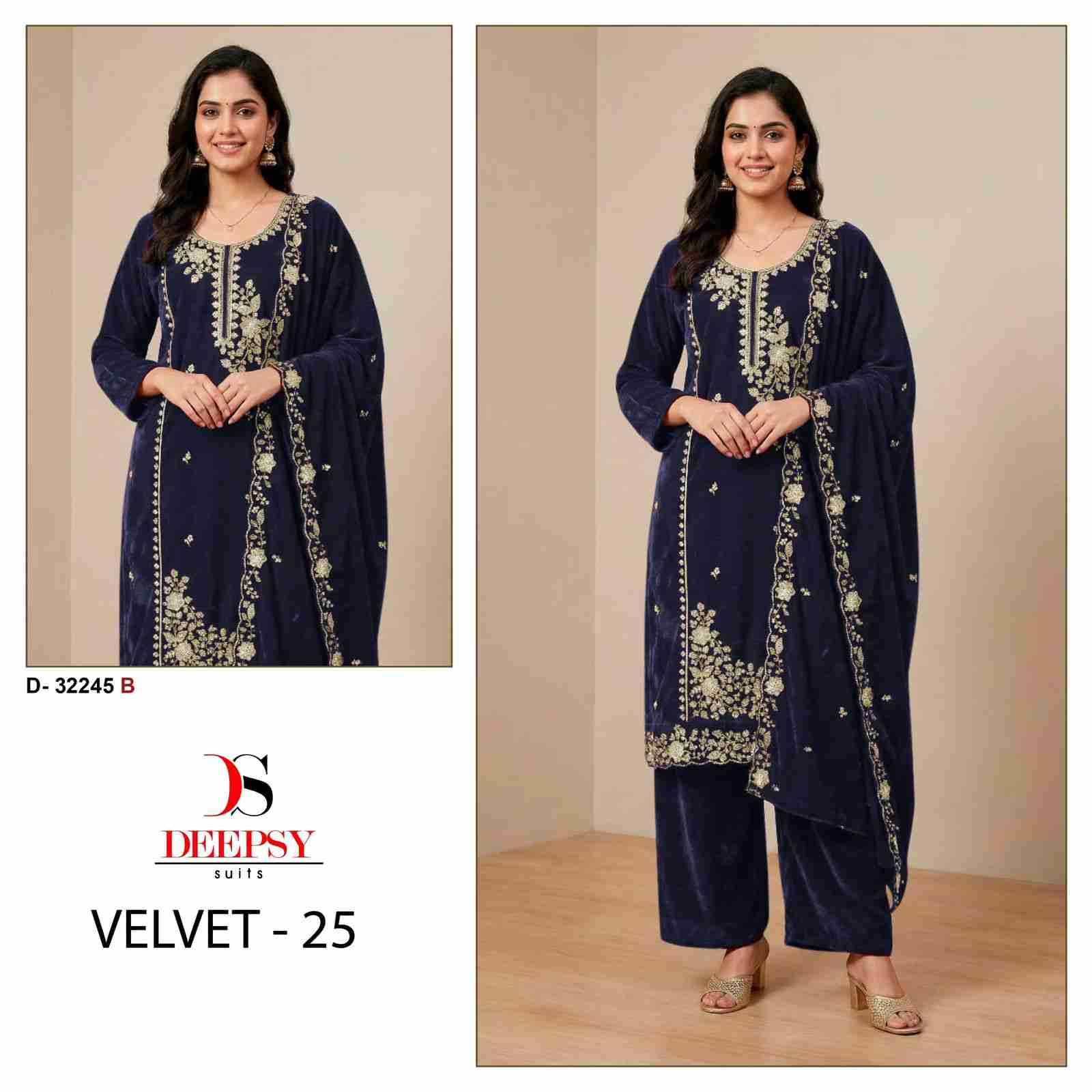 Velvet 32245 Colours By Deepsy Suits 32245-A To 32245-D Series Beautiful Stylish Pakistani Suits Fancy Colorful Casual Wear & Ethnic Wear & Ready To Wear Heavy Velvet Embroidery Dresses At Wholesale Price