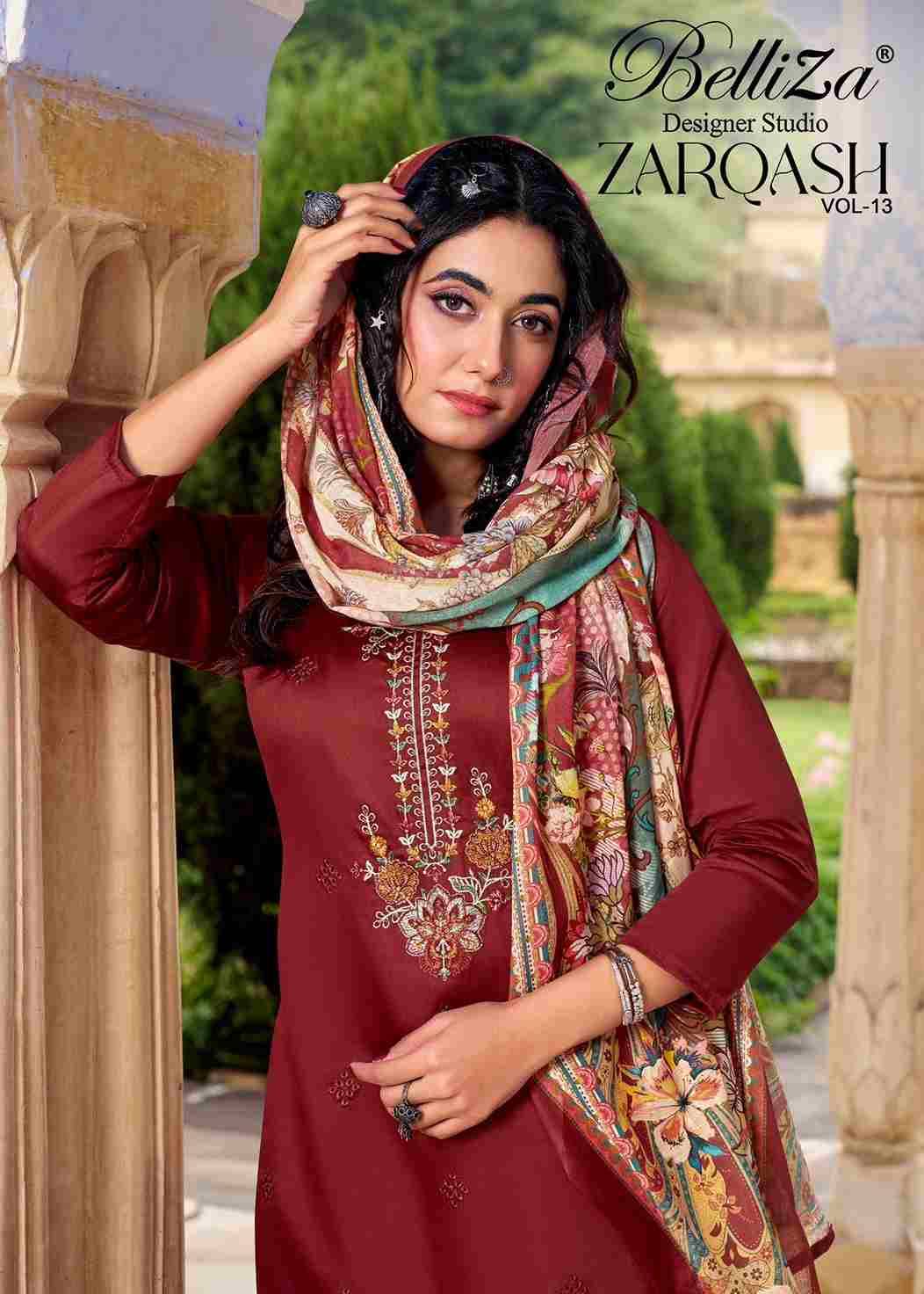 Zarqash Vol-13 By Belliza 926-001 To 926-006 Series Beautiful Festive Suits Stylish Fancy Colorful Casual Wear & Ethnic Wear Pure Jam Dresses At Wholesale Price