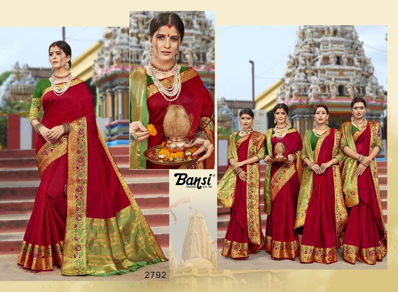 KANJIVARAM SILK BY BNASI FASHION 2781 TO 2792 SERIES INDIAN TRADITIONAL WEAR COLLECTION BEAUTIFUL STYLISH FANCY COLORFUL PARTY WEAR & OCCASIONAL WEAR PURE SILK SAREES AT WHOLESALE PRICE