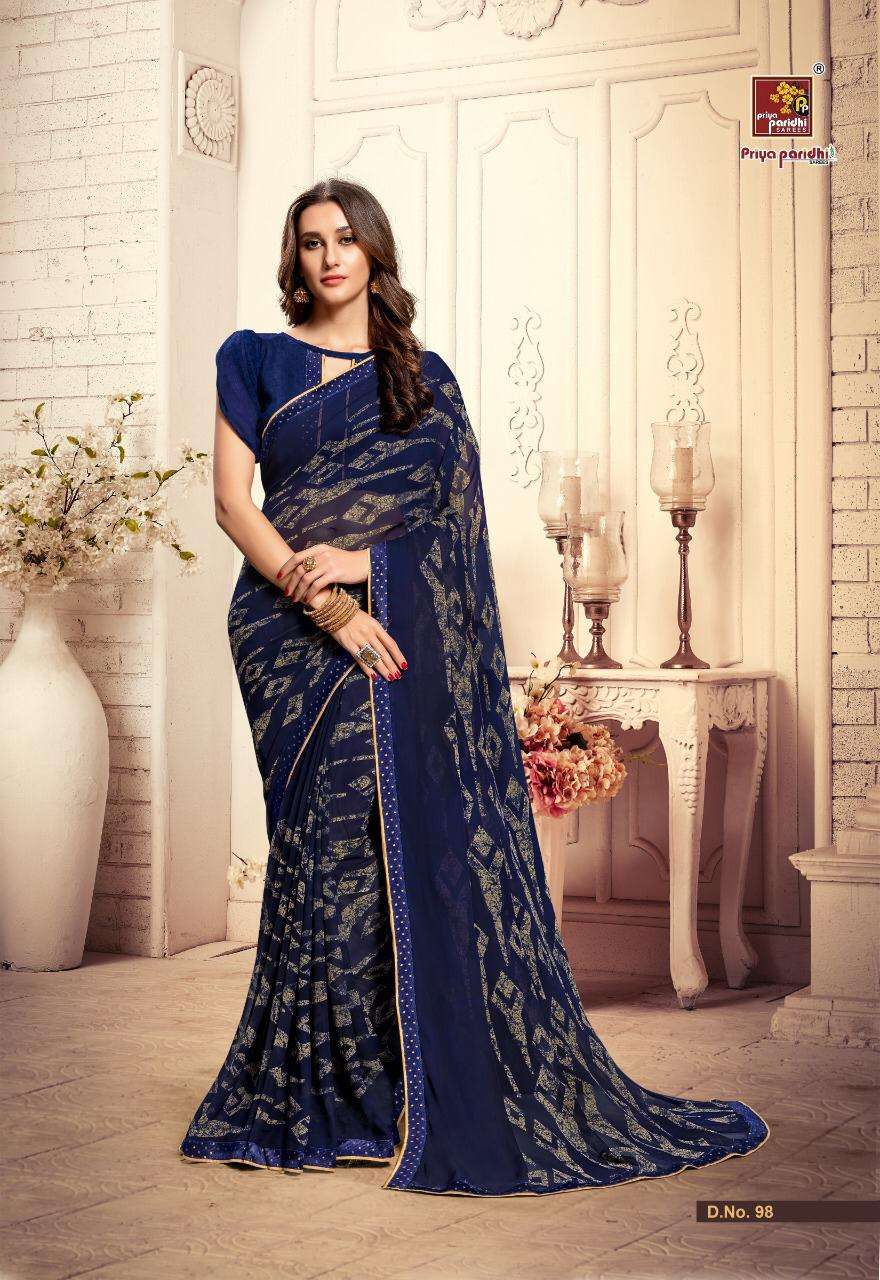 SUHANA VOL-2 BY PRIYA PARIDHI 93 TO 102 SERIES INDIAN TRADITIONAL WEAR COLLECTION BEAUTIFUL STYLISH FANCY COLORFUL PARTY WEAR & OCCASIONAL WEAR PURE GEORGETTE PRINTED SAREES AT WHOLESALE PRICE