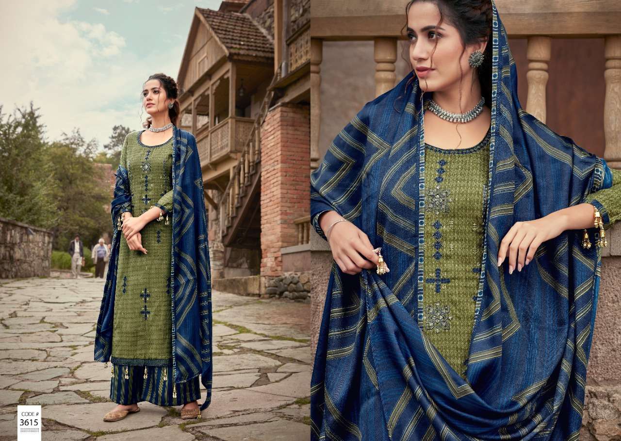 ARSHIYA BY KALYAN PRINTS 3613 TO 3622 SERIES DESIGNER SUITS BEAUTIFUL FANCY COLORFUL STYLISH PARTY WEAR & ETHNIC WEAR PURE PASHMINA PRINTED WITH EMBROIDERY DRESSES AT WHOLESALE PRICE