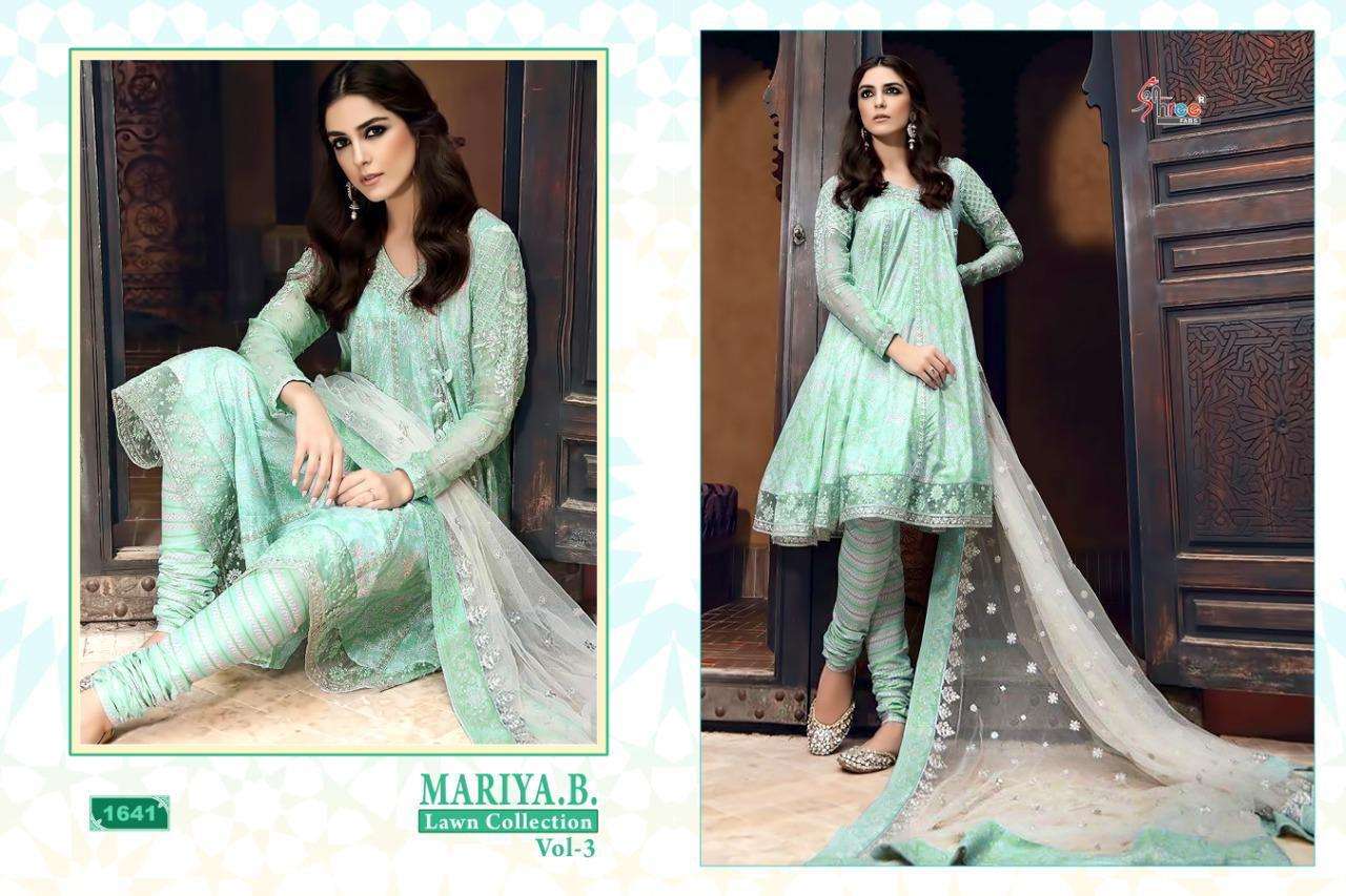 MARIA B. LAWN COLLECTION VOL 3 BY SHREE FABS 1641 TO 1645 SERIES DESIGNER PAKISTANI SUITS BEAUTIFUL FANCY STYLISH COLORFUL PARTY WEAR OCCASIONAL WEAR CAMBRIC COTTON PRINT WITH EMBROIDERY DRESSES AT WH...