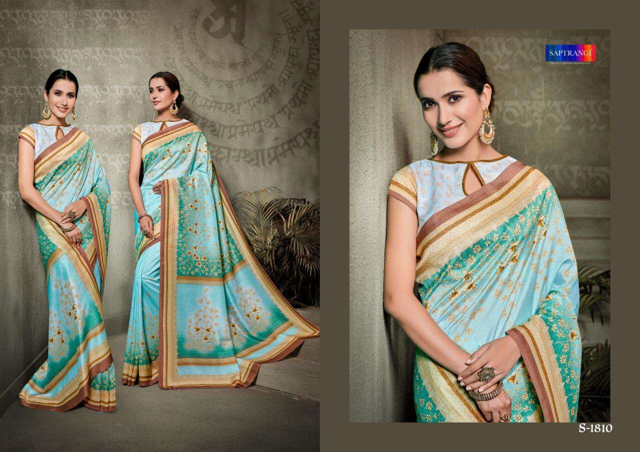 SAPTRANGI 1801 SERIES BY SAPTRANGI 1801 TO 1812 SERIES INDIAN TRADITIONAL WEAR COLLECTION BEAUTIFUL STYLISH FANCY COLORFUL PARTY WEAR & OCCASIONAL WEAR TUSSAR SILK DIGITAL PRINTED SAREES AT WHOLESALE PRICE