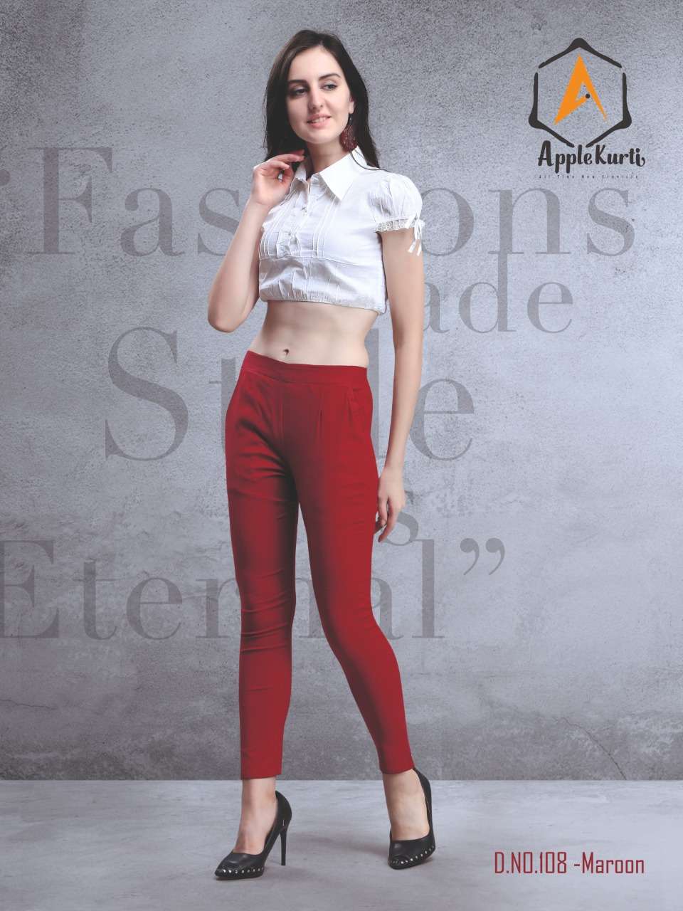 CIGARETTE PANTS BY APPLE KURTIS 01 TO 08 SERIES INDIAN TRADITIONAL WEAR COLLECTION BEAUTIFUL STYLISH FANCY COLORFUL PARTY WEAR & OCCASIONAL WEAR STRETCHEBAL  RAYON SLUB LYCRA  PANTS AT WHOLESALE PRICE