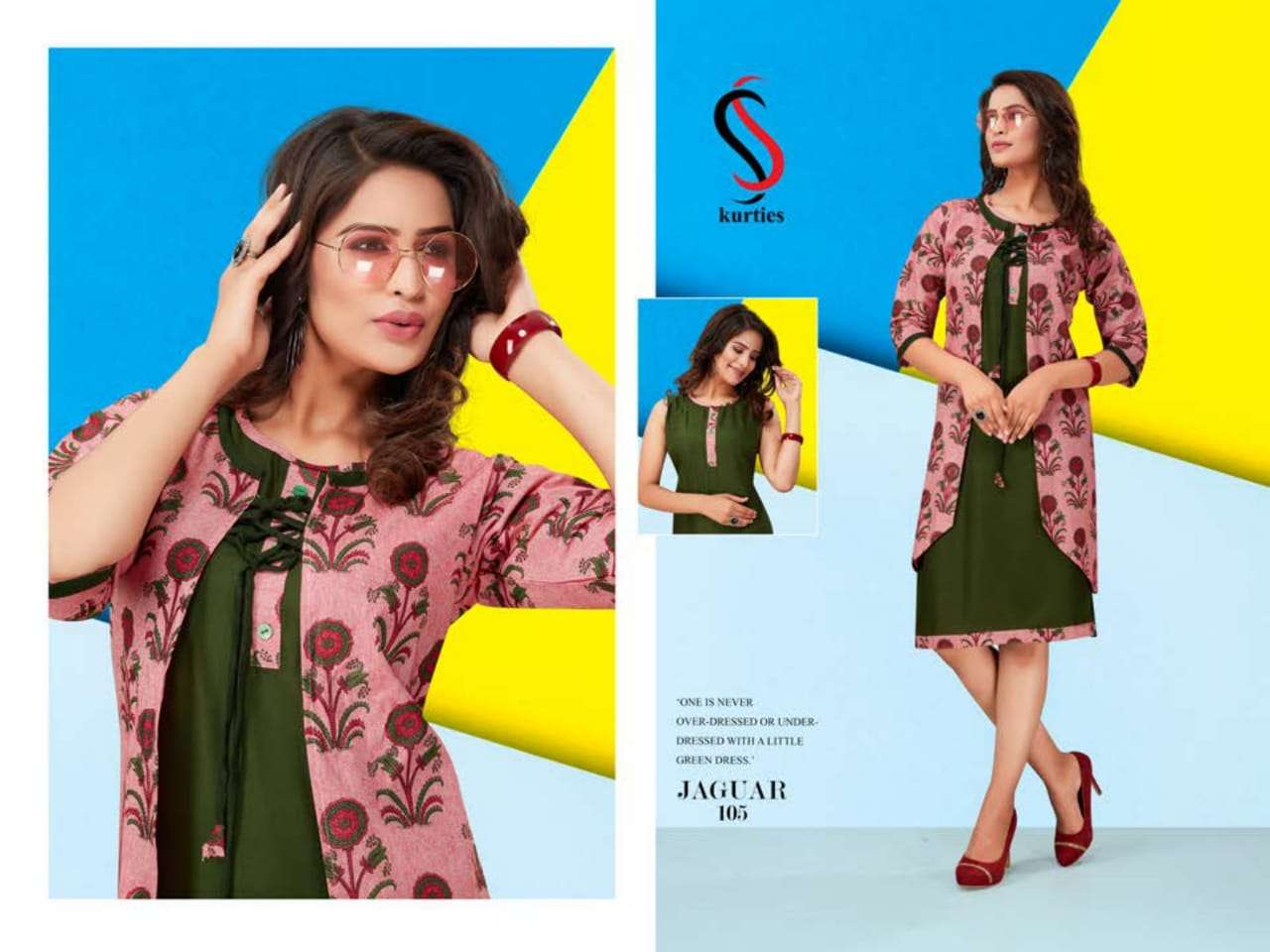 JAGUAR BY  S S KURTIS  101 TO 110 SERIES STYLISH FANCY BEAUTIFUL COLORFUL CASUAL WEAR & ETHNIC WEAR HANDLOOM  COTTON WITH INNER KURTIS AT WHOLESALE PRICE