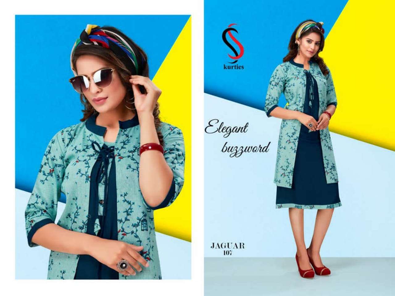 JAGUAR BY  S S KURTIS  101 TO 110 SERIES STYLISH FANCY BEAUTIFUL COLORFUL CASUAL WEAR & ETHNIC WEAR HANDLOOM  COTTON WITH INNER KURTIS AT WHOLESALE PRICE