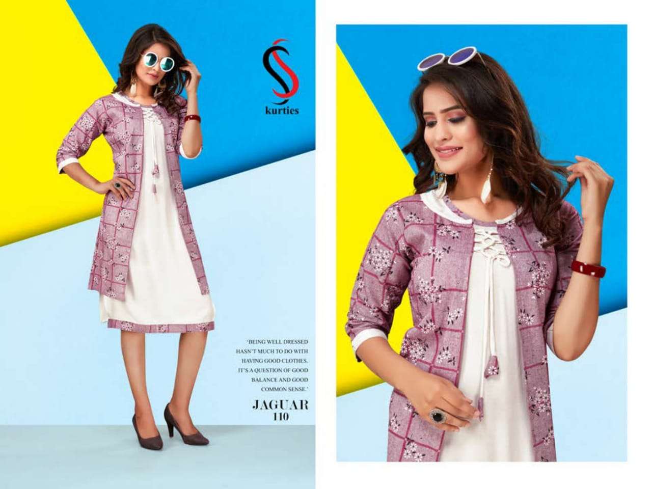 JAGUAR BY  S S KURTIS  101 TO 110 SERIES STYLISH FANCY BEAUTIFUL COLORFUL CASUAL WEAR & ETHNIC WEAR HANDLOOM  COTTON WITH INNER KURTIS AT WHOLESALE PRICE