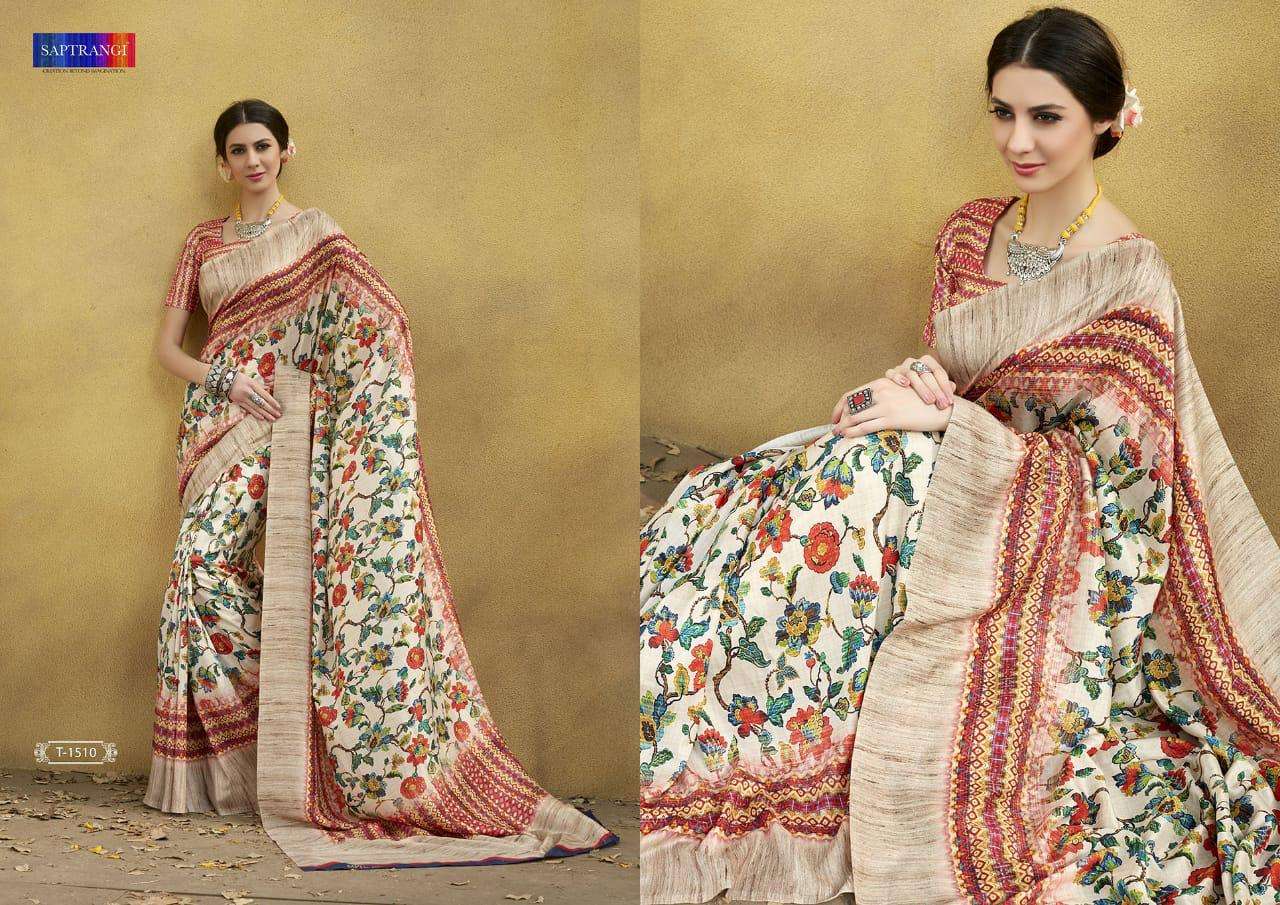 TUSSAR SILK SAREE  BY SAPTRANGI 1501 TO 1515 SERIES INDIAN TRADITIONAL WEAR COLLECTION BEAUTIFUL STYLISH FANCY COLORFUL PARTY WEAR & OCCASIONAL WEAR TUSSAR SILK SAREES AT WHOLESALE PRICE