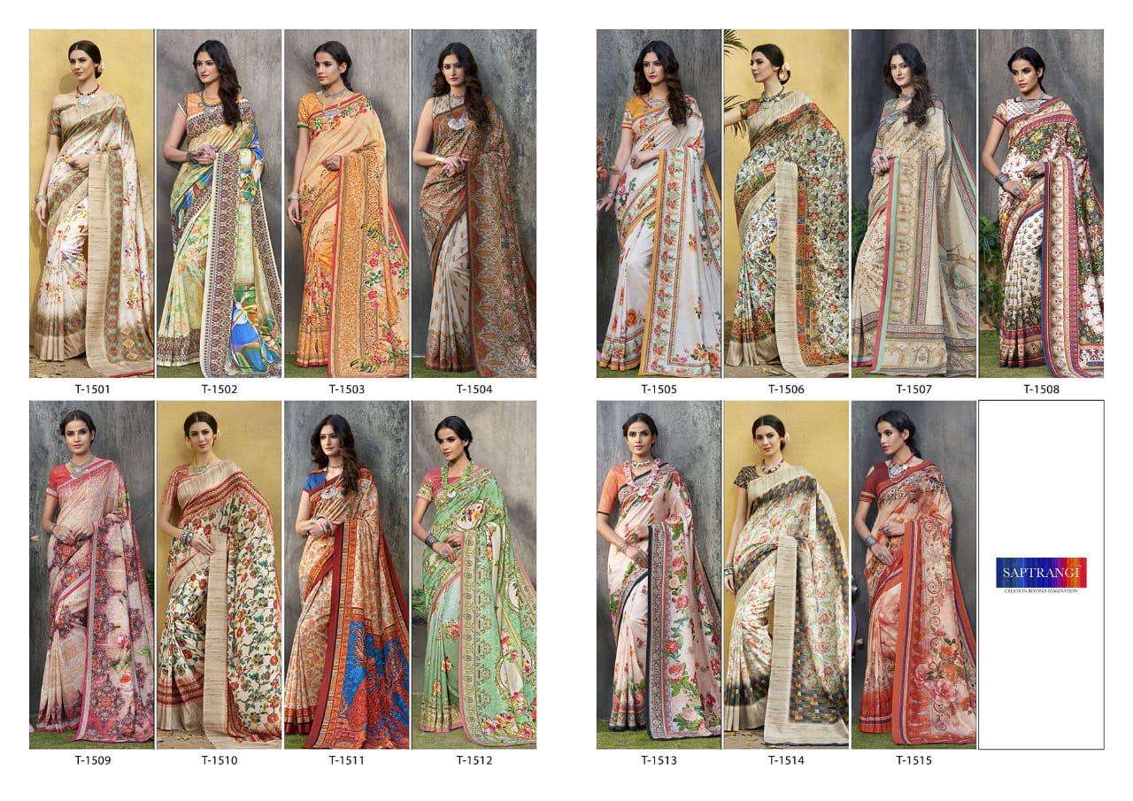TUSSAR SILK SAREE  BY SAPTRANGI 1501 TO 1515 SERIES INDIAN TRADITIONAL WEAR COLLECTION BEAUTIFUL STYLISH FANCY COLORFUL PARTY WEAR & OCCASIONAL WEAR TUSSAR SILK SAREES AT WHOLESALE PRICE
