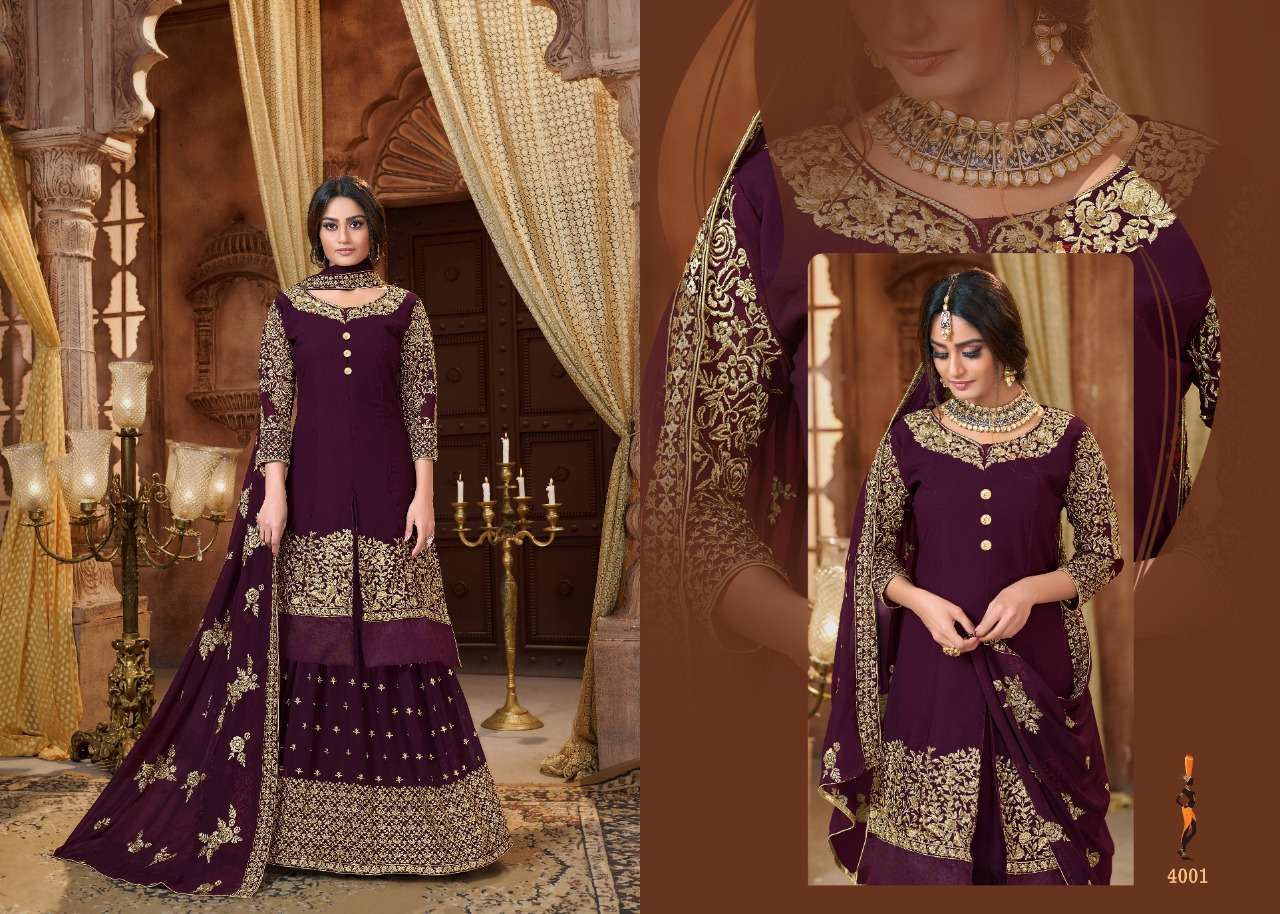 LEHENGA COLLECTION BY UTSAV SUITS 4001 TO 4004 SERIES  BEAUTIFUL STYLISH SHARARA SUITS FANCY COLORFUL CASUAL WEAR & ETHNIC WEAR & READY TO WEAR  GEORGETTE WITH EMBROIDERY DRESSES AT WHOLESALE PRICE