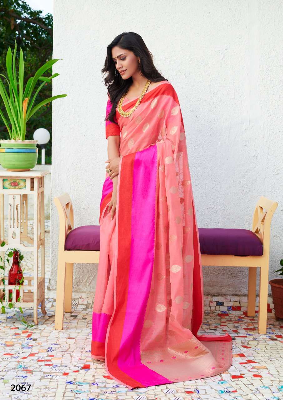 KAVYA SILK  BY RAJYOG 2065 TO 2069 SERIES INDIAN TRADITIONAL WEAR COLLECTION BEAUTIFUL STYLISH FANCY COLORFUL PARTY WEAR & OCCASIONAL WEAR SOFT LINEN SILK PRINTED SAREES AT WHOLESALE PRICE