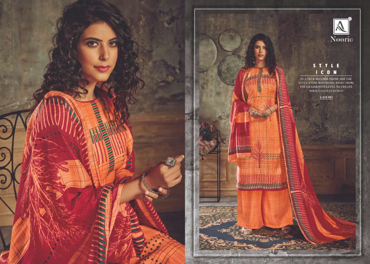 NOORIE  BY ALOK SUITS 429-001 TO 429-008 SERIES DESIGNER FESTIVE COLLECTION SUITS BEAUTIFUL STYLISH FANCY COLORFUL PARTY WEAR & OCCASIONAL WEAR WOOL PASHMINA JACQUARD PRINTED DRESSES AT WHOLESALE PRICE