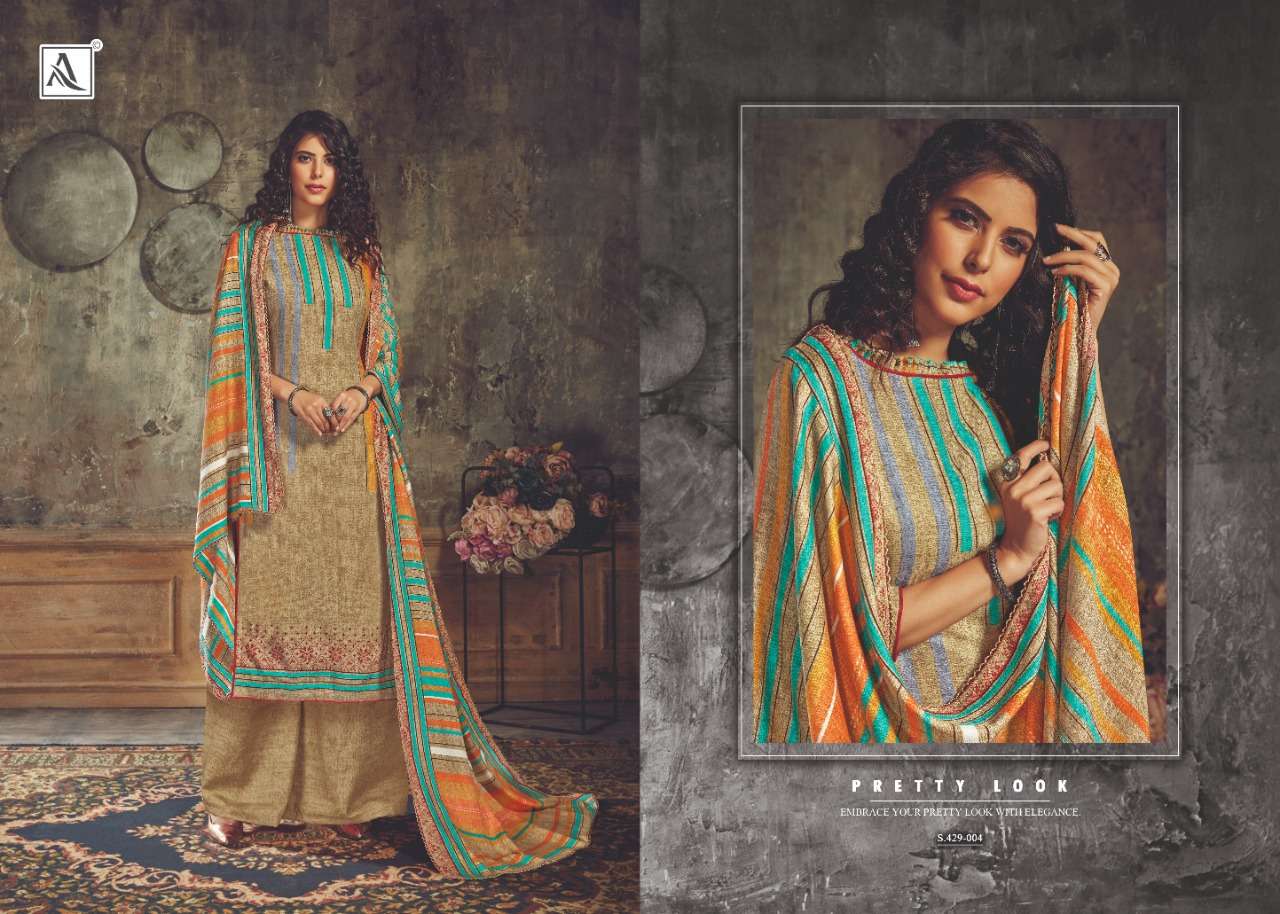 NOORIE  BY ALOK SUITS 429-001 TO 429-008 SERIES DESIGNER FESTIVE COLLECTION SUITS BEAUTIFUL STYLISH FANCY COLORFUL PARTY WEAR & OCCASIONAL WEAR WOOL PASHMINA JACQUARD PRINTED DRESSES AT WHOLESALE PRICE