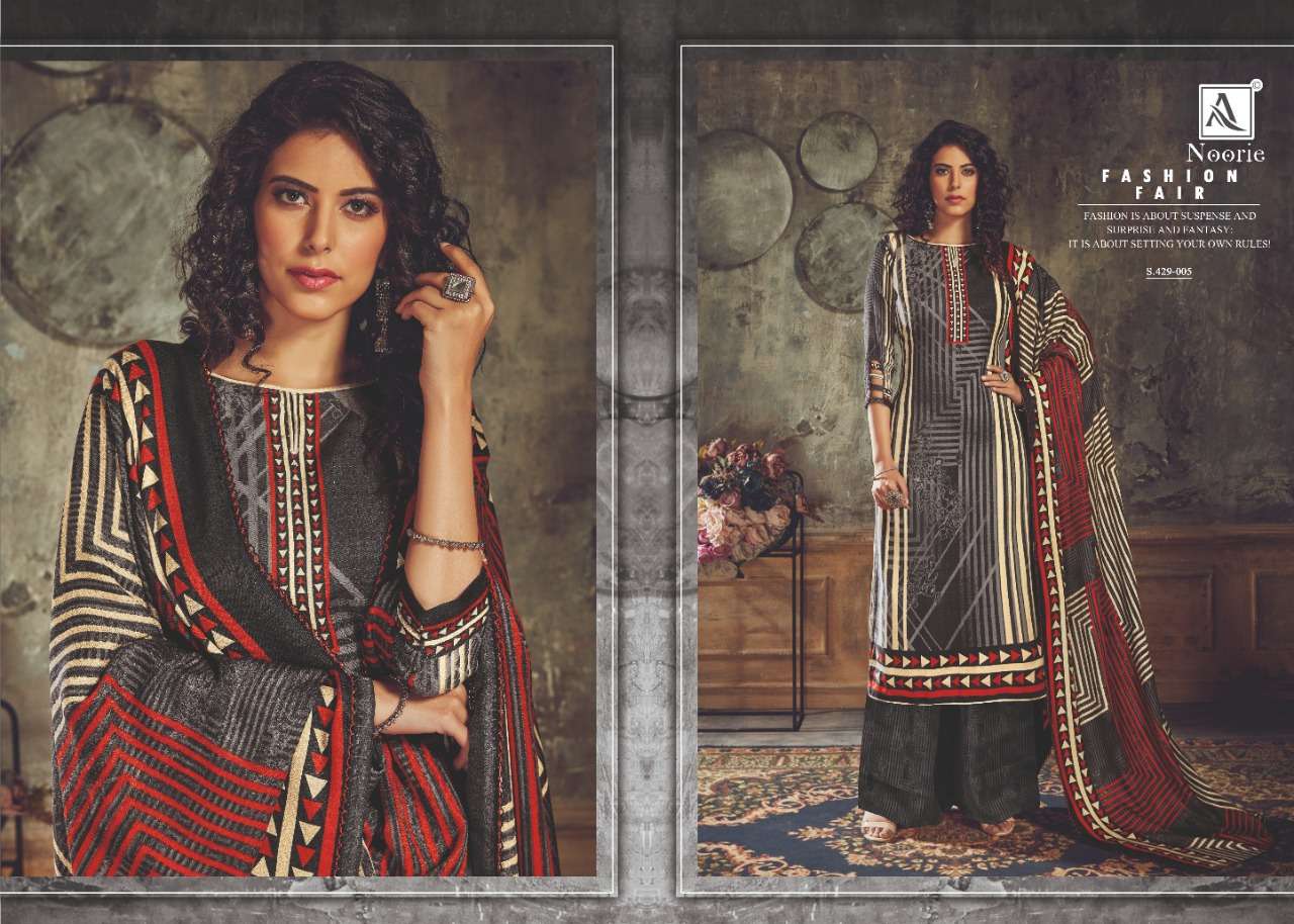 NOORIE  BY ALOK SUITS 429-001 TO 429-008 SERIES DESIGNER FESTIVE COLLECTION SUITS BEAUTIFUL STYLISH FANCY COLORFUL PARTY WEAR & OCCASIONAL WEAR WOOL PASHMINA JACQUARD PRINTED DRESSES AT WHOLESALE PRICE