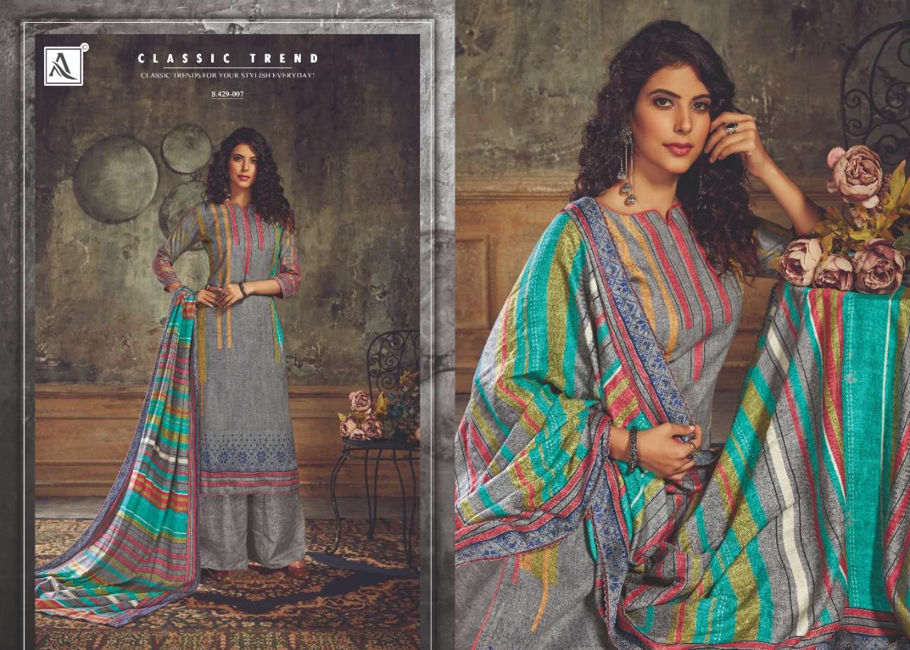 NOORIE  BY ALOK SUITS 429-001 TO 429-008 SERIES DESIGNER FESTIVE COLLECTION SUITS BEAUTIFUL STYLISH FANCY COLORFUL PARTY WEAR & OCCASIONAL WEAR WOOL PASHMINA JACQUARD PRINTED DRESSES AT WHOLESALE PRICE