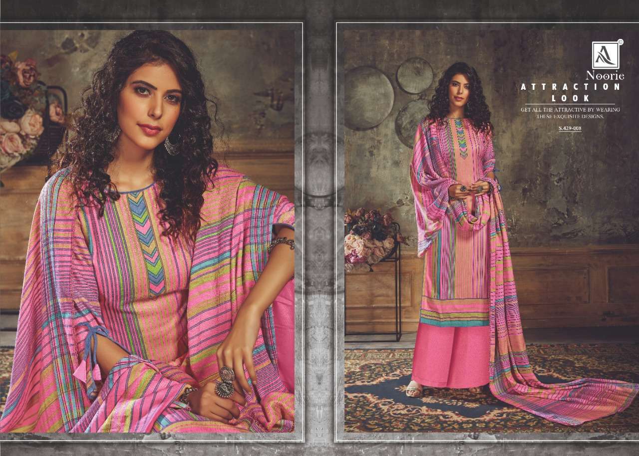 NOORIE  BY ALOK SUITS 429-001 TO 429-008 SERIES DESIGNER FESTIVE COLLECTION SUITS BEAUTIFUL STYLISH FANCY COLORFUL PARTY WEAR & OCCASIONAL WEAR WOOL PASHMINA JACQUARD PRINTED DRESSES AT WHOLESALE PRICE