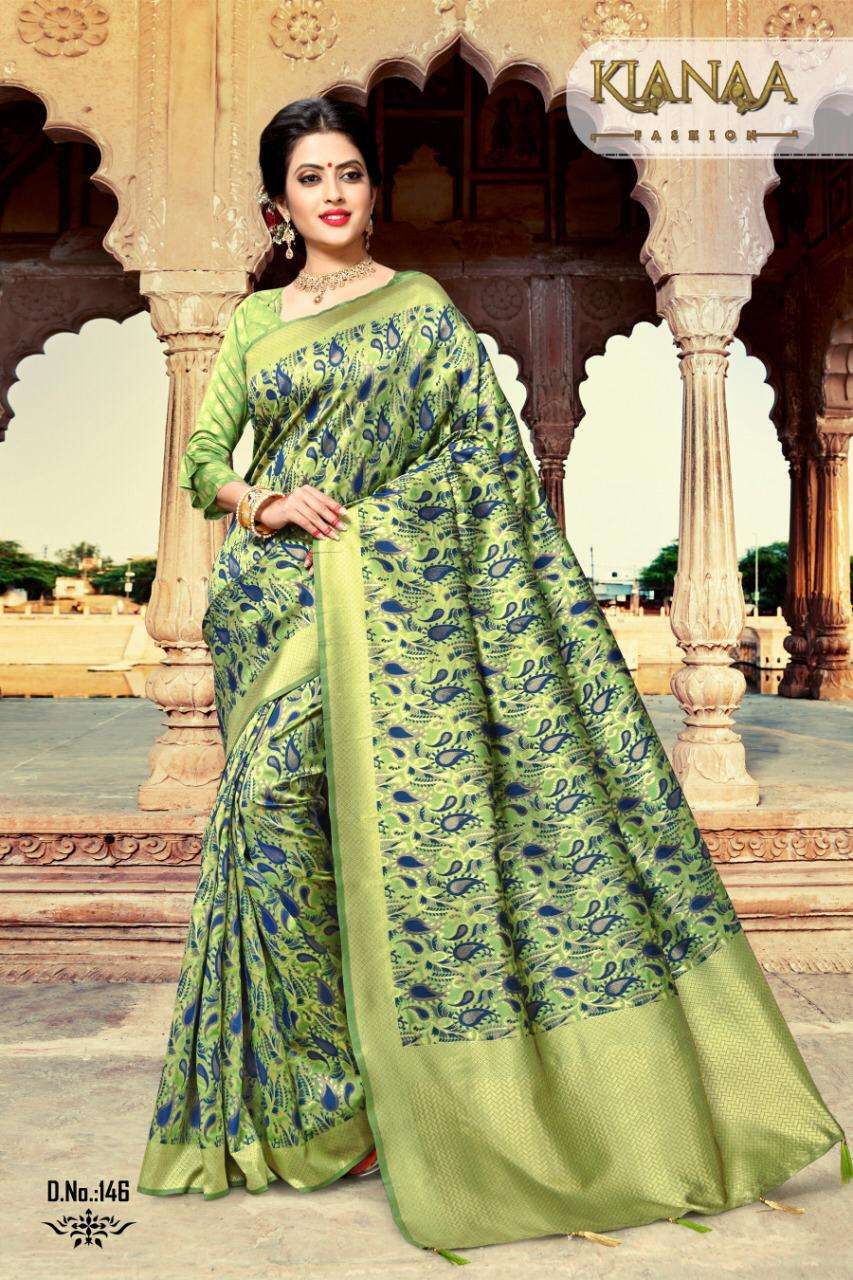 PRANALI BY KIANAA FASHION 146 TO 155 SERIES INDIAN TRADITIONAL WEAR COLLECTION BEAUTIFUL STYLISH FANCY COLORFUL PARTY WEAR & OCCASIONAL WEAR MEENA SILK SAREES AT WHOLESALE PRICE