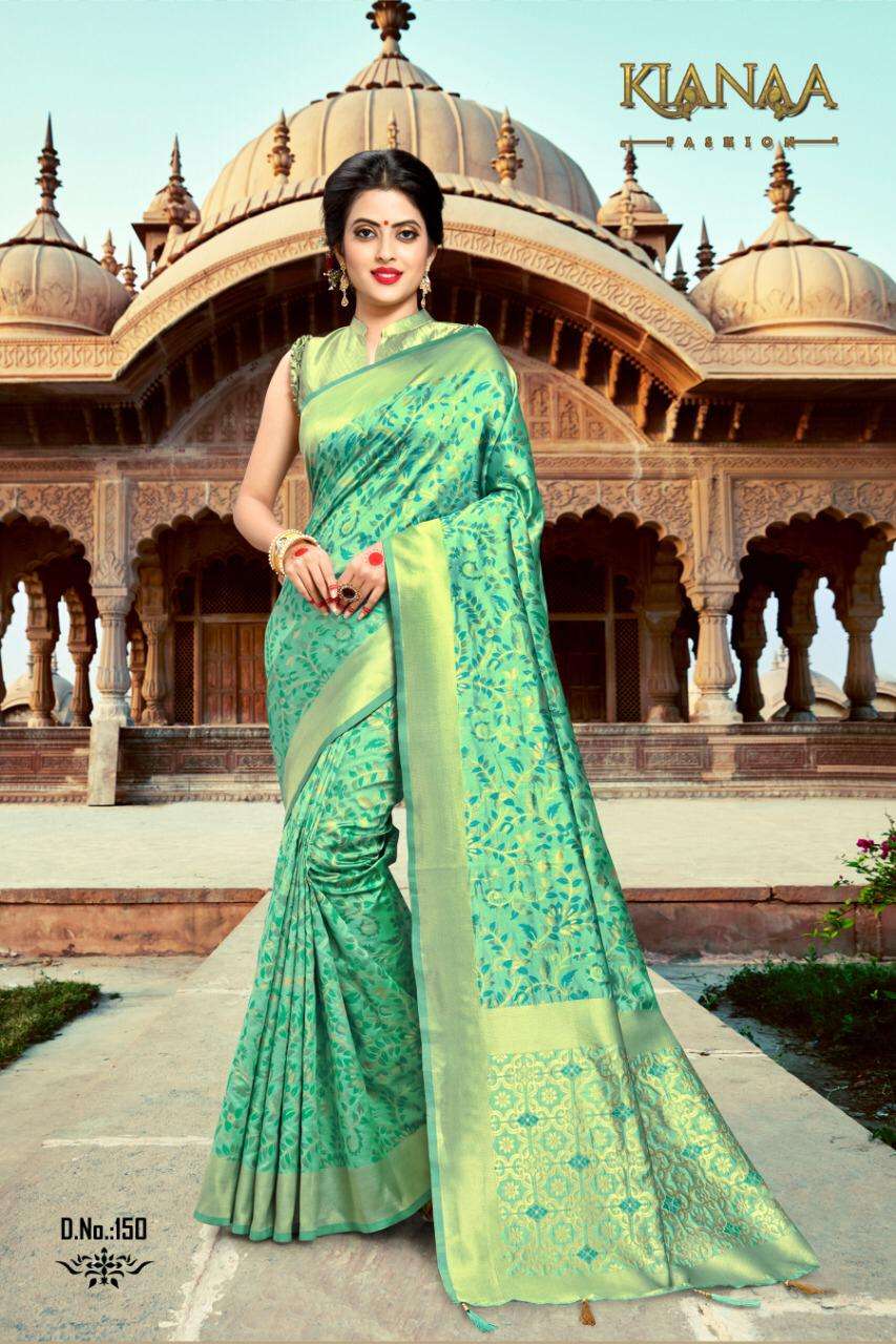 PRANALI BY KIANAA FASHION 146 TO 155 SERIES INDIAN TRADITIONAL WEAR COLLECTION BEAUTIFUL STYLISH FANCY COLORFUL PARTY WEAR & OCCASIONAL WEAR MEENA SILK SAREES AT WHOLESALE PRICE