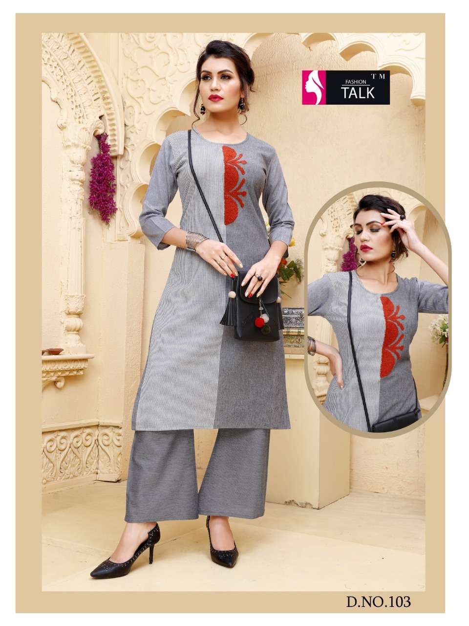 CHITRA VOL-1 BY FASHION TALK 101 TO 108 SERIES BEAUTIFUL STYLISH FANCY COLORFUL CASUAL WEAR & ETHNIC WEAR & READY TO WEAR COTTON WITH EMBROIDERY KURTIS AT WHOLESALE PRICE