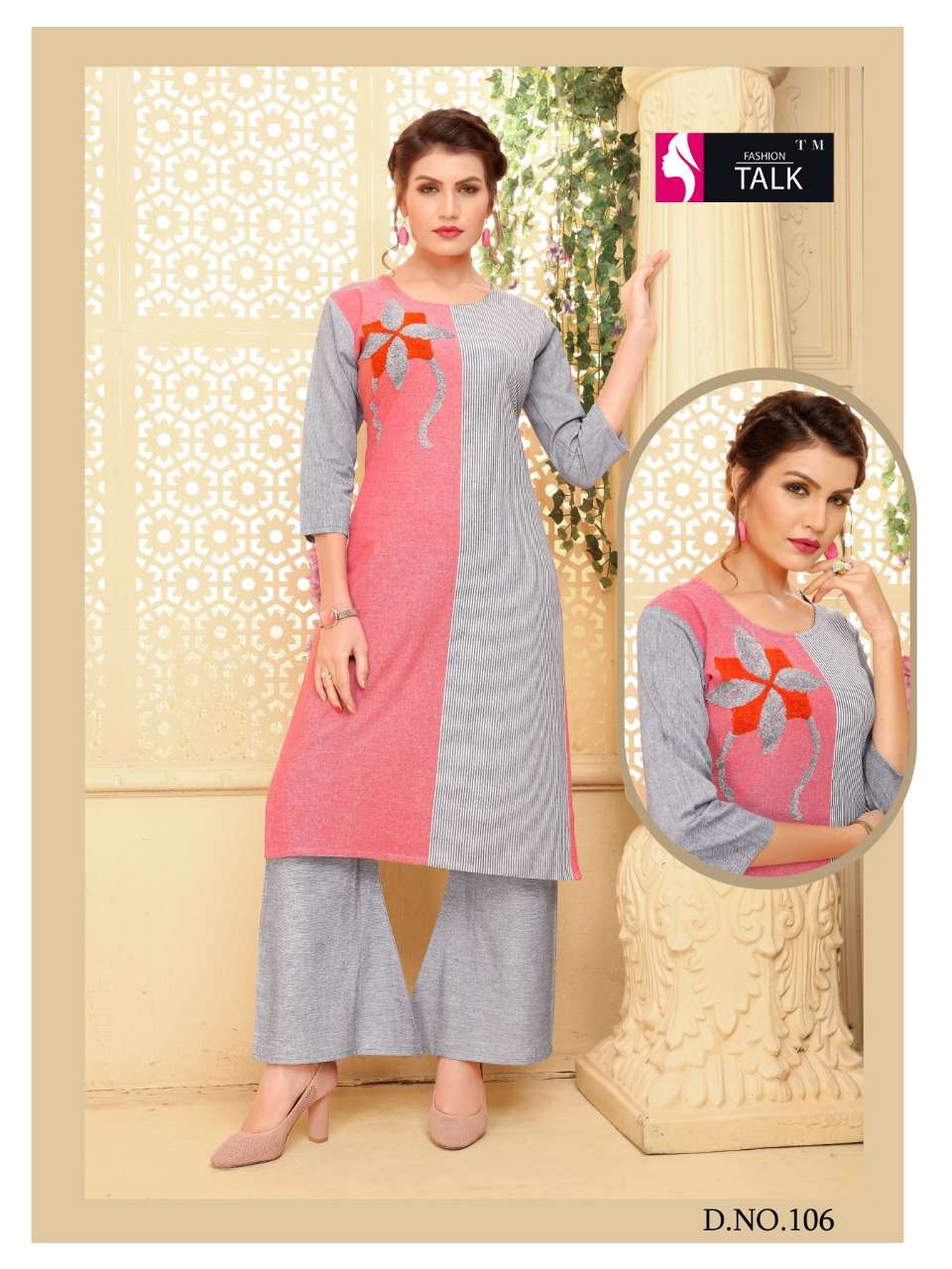 CHITRA VOL-1 BY FASHION TALK 101 TO 108 SERIES BEAUTIFUL STYLISH FANCY COLORFUL CASUAL WEAR & ETHNIC WEAR & READY TO WEAR COTTON WITH EMBROIDERY KURTIS AT WHOLESALE PRICE