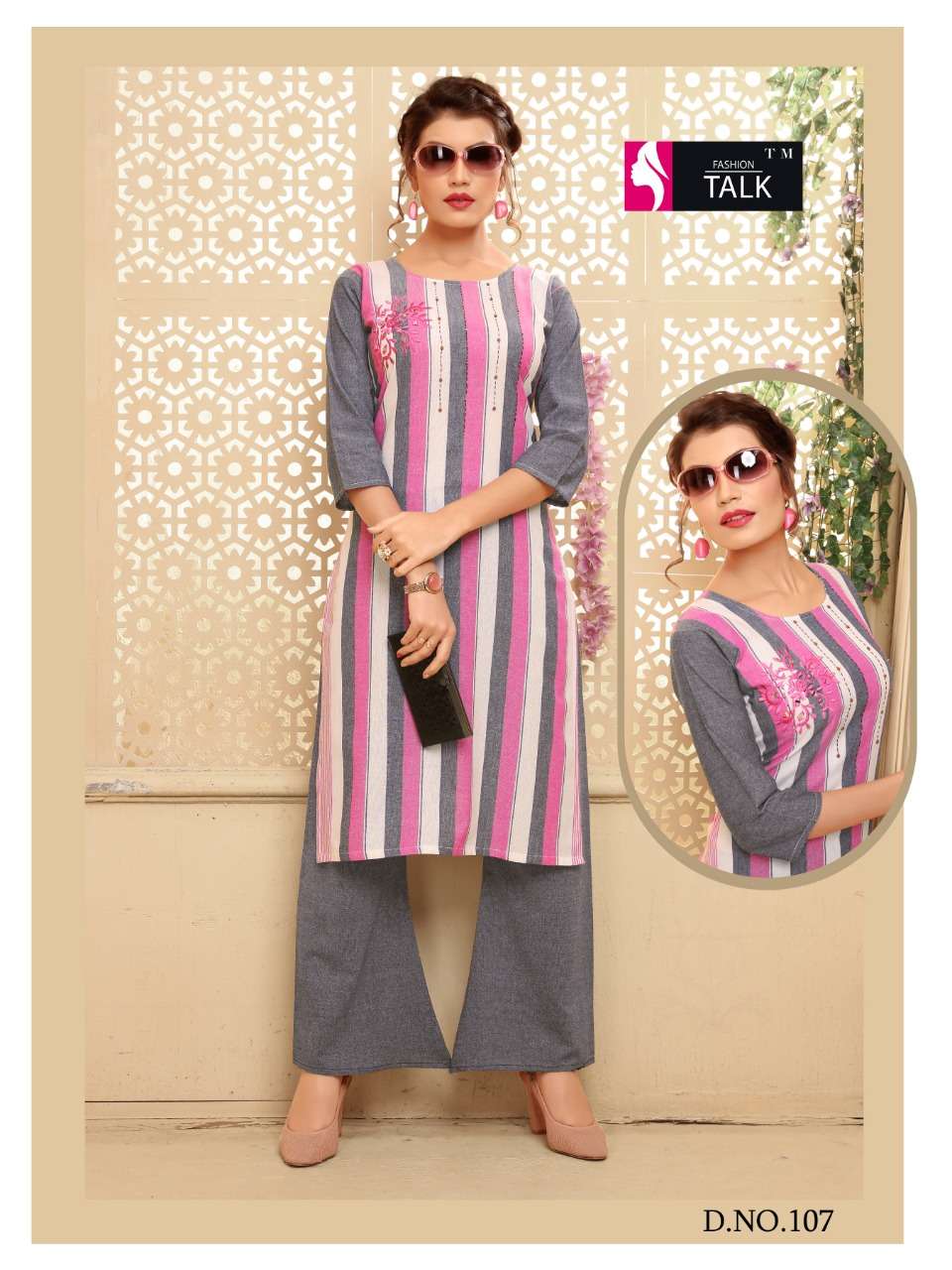 CHITRA VOL-1 BY FASHION TALK 101 TO 108 SERIES BEAUTIFUL STYLISH FANCY COLORFUL CASUAL WEAR & ETHNIC WEAR & READY TO WEAR COTTON WITH EMBROIDERY KURTIS AT WHOLESALE PRICE