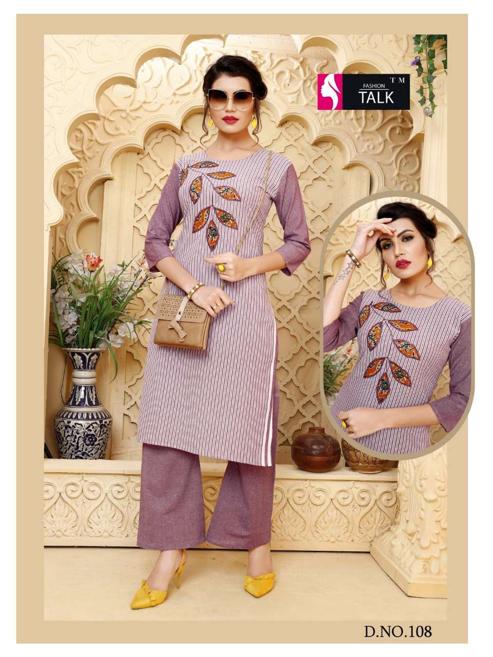 CHITRA VOL-1 BY FASHION TALK 101 TO 108 SERIES BEAUTIFUL STYLISH FANCY COLORFUL CASUAL WEAR & ETHNIC WEAR & READY TO WEAR COTTON WITH EMBROIDERY KURTIS AT WHOLESALE PRICE